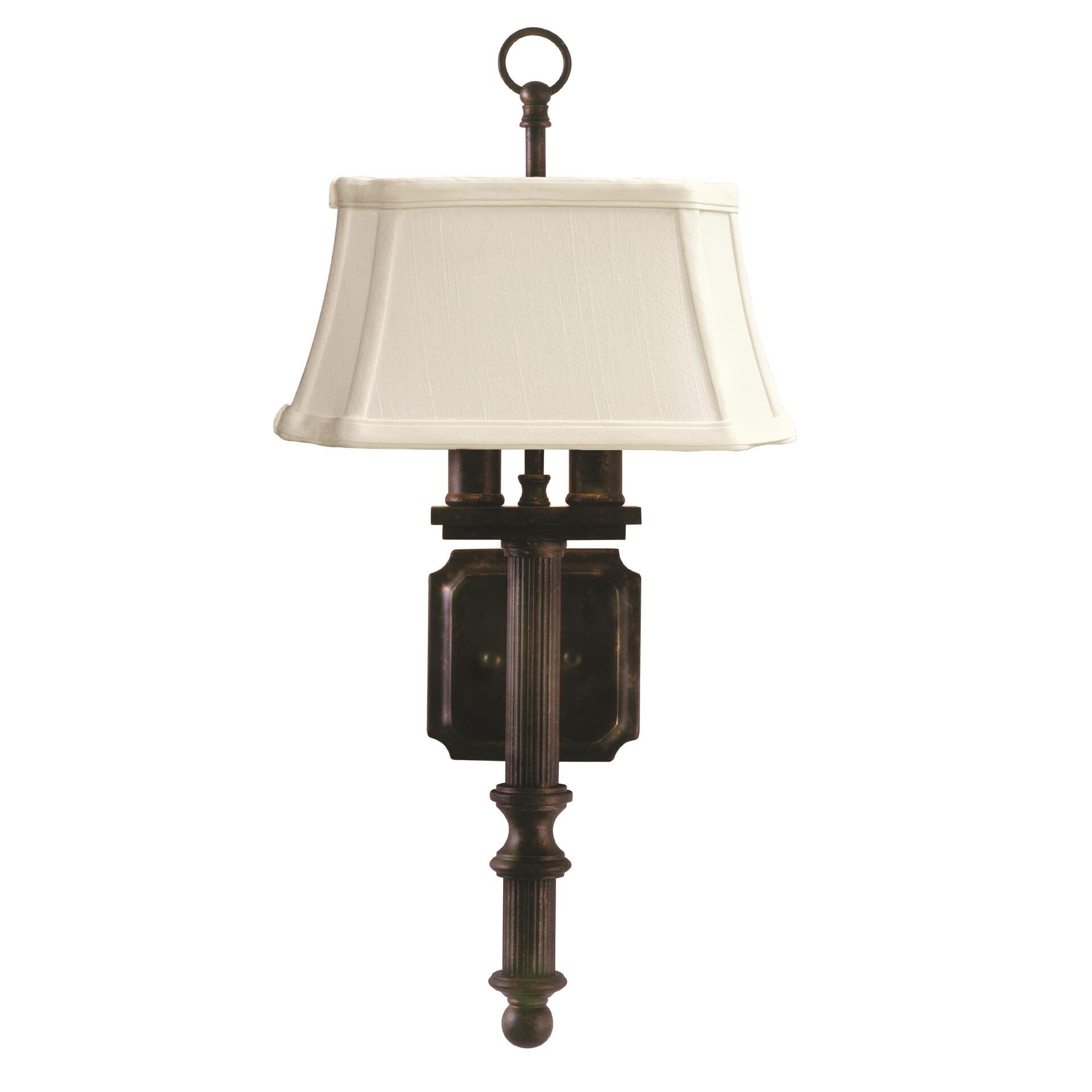 Shown in Copper Bronze finish and Off-White Linen Softback shade