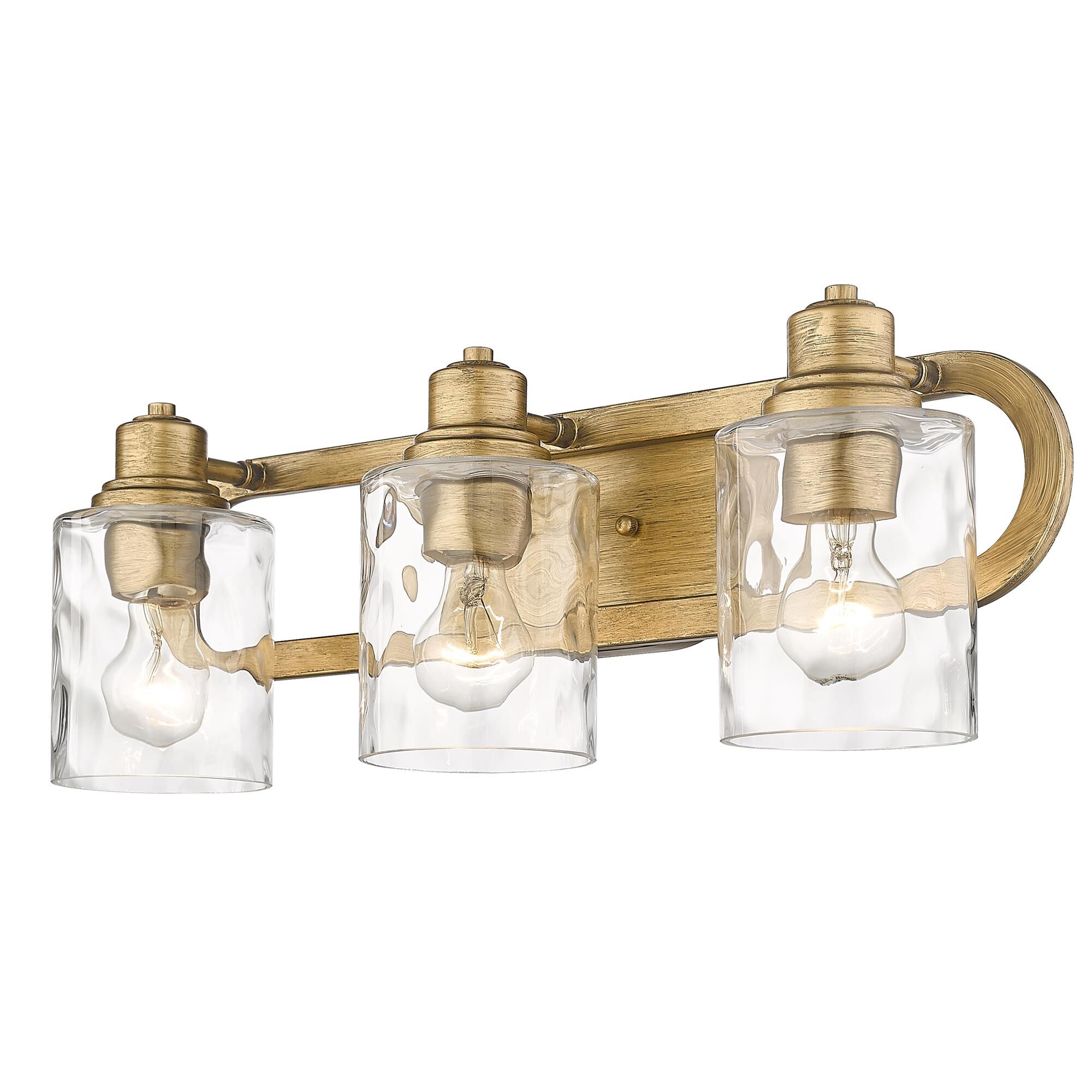 Shown in Antique Gold finish and Handblown Clear Optic glass