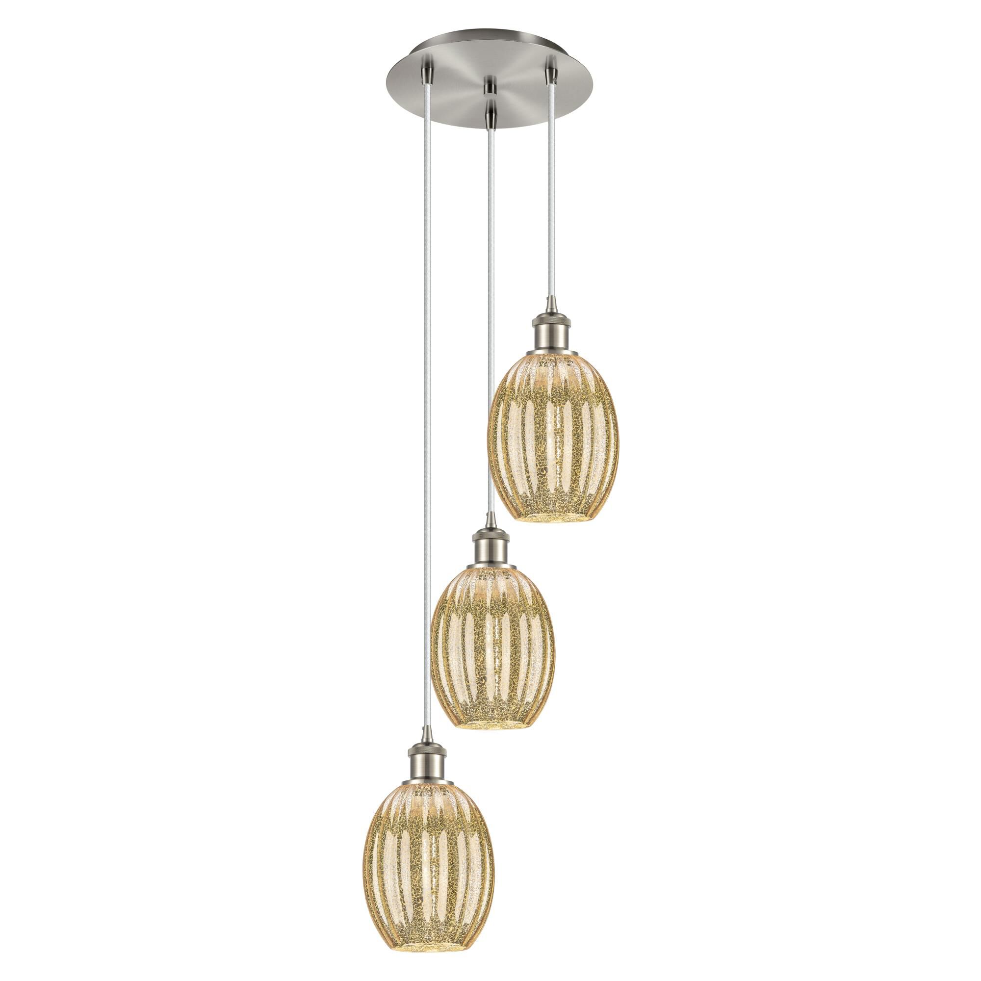 Shown in Brushed Satin Nickel finish and Mercury glass