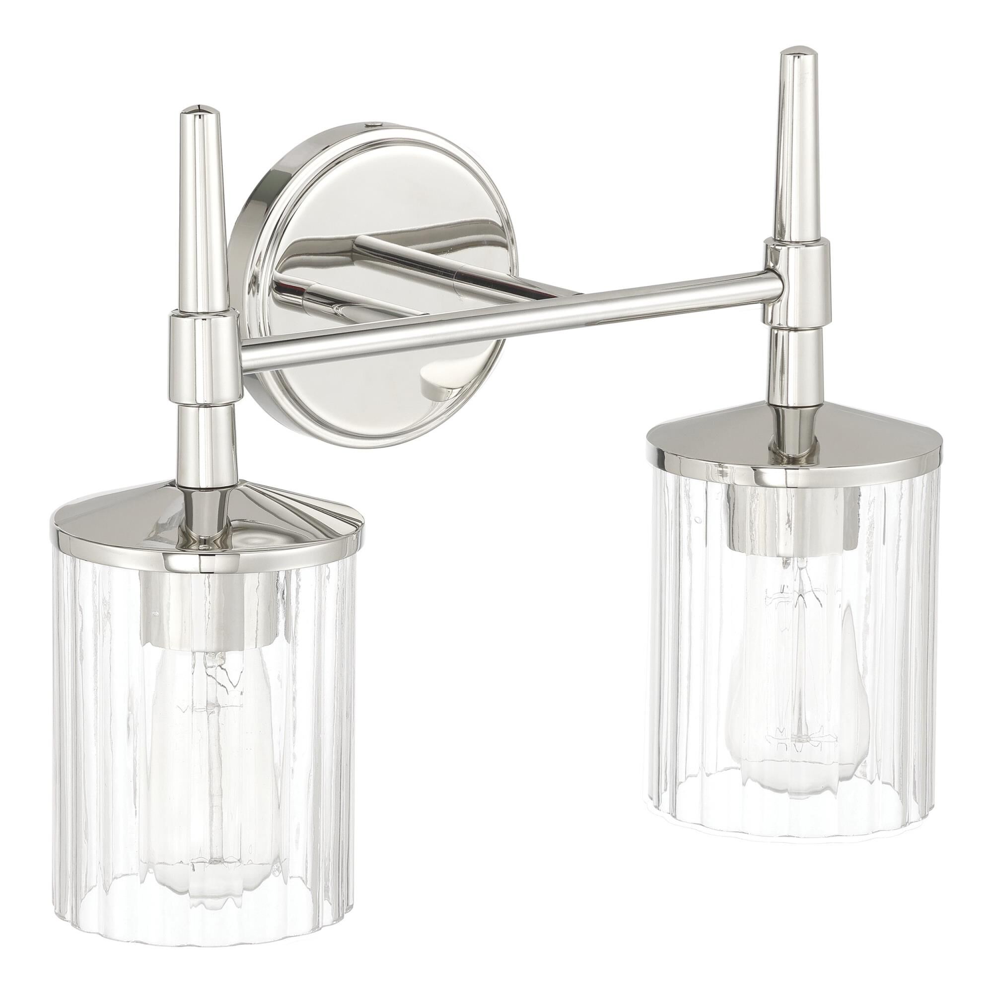 Shown in Polished Nickel finish and Clear Ribbed glass