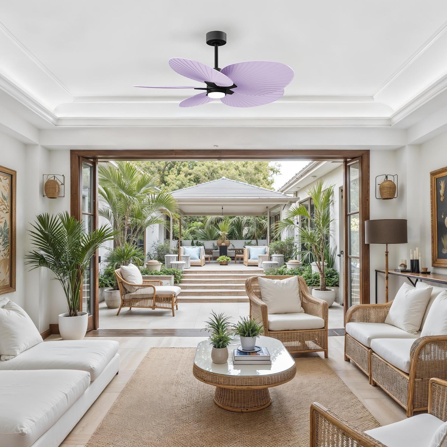 Alessandra Tropical Outdoor Rated 48 Inch Ceiling Fan with Light Kit by Matthews Fan Company