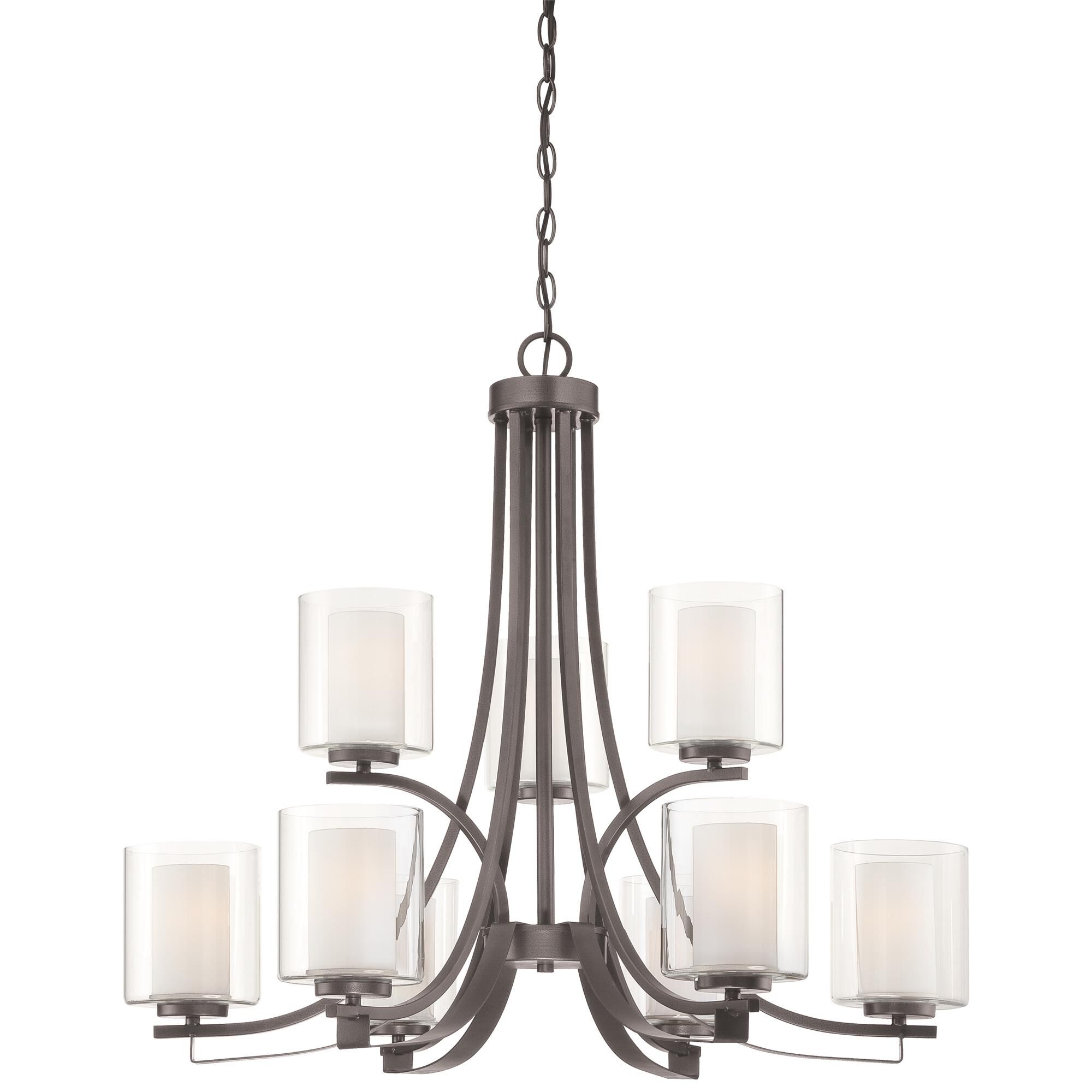 Shown in Smoked Iron finish and Etched White glass