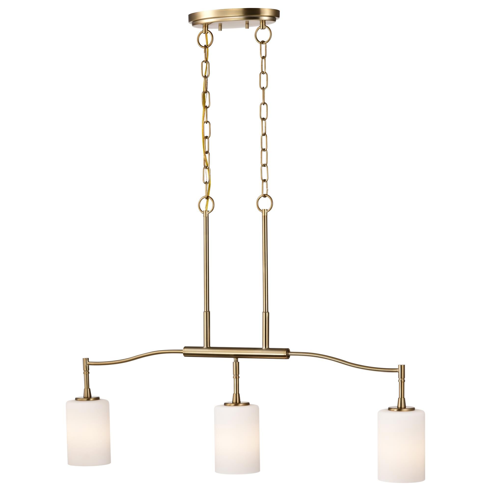 Shown in Burnished Brass finish and White Opal glass