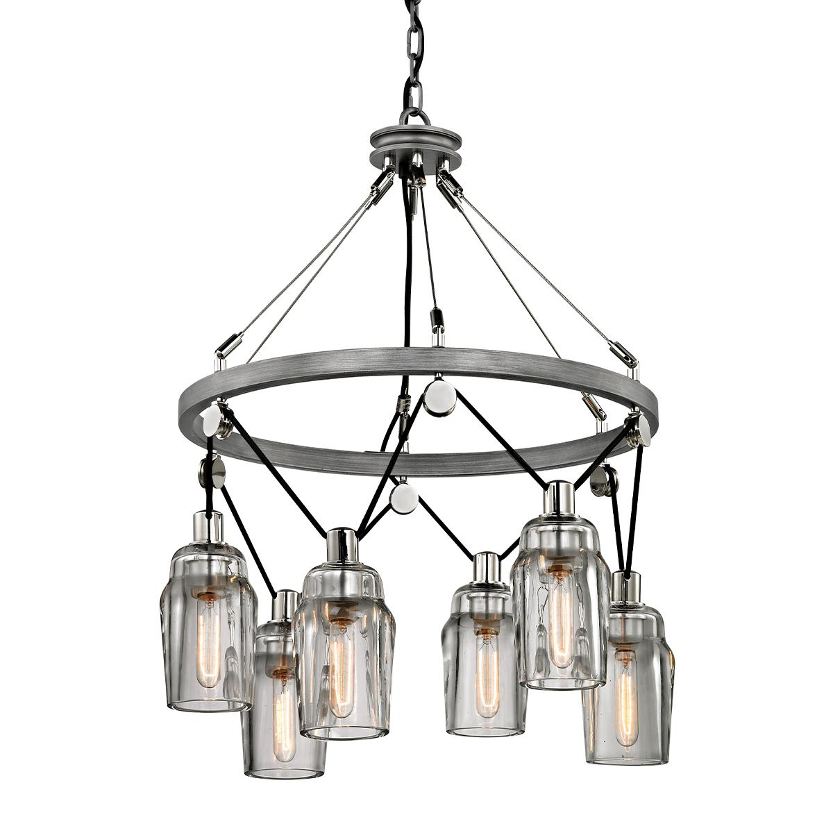 Shown in Graphite, Polished Nickel finish and Clear glass and Pressed Glass shade