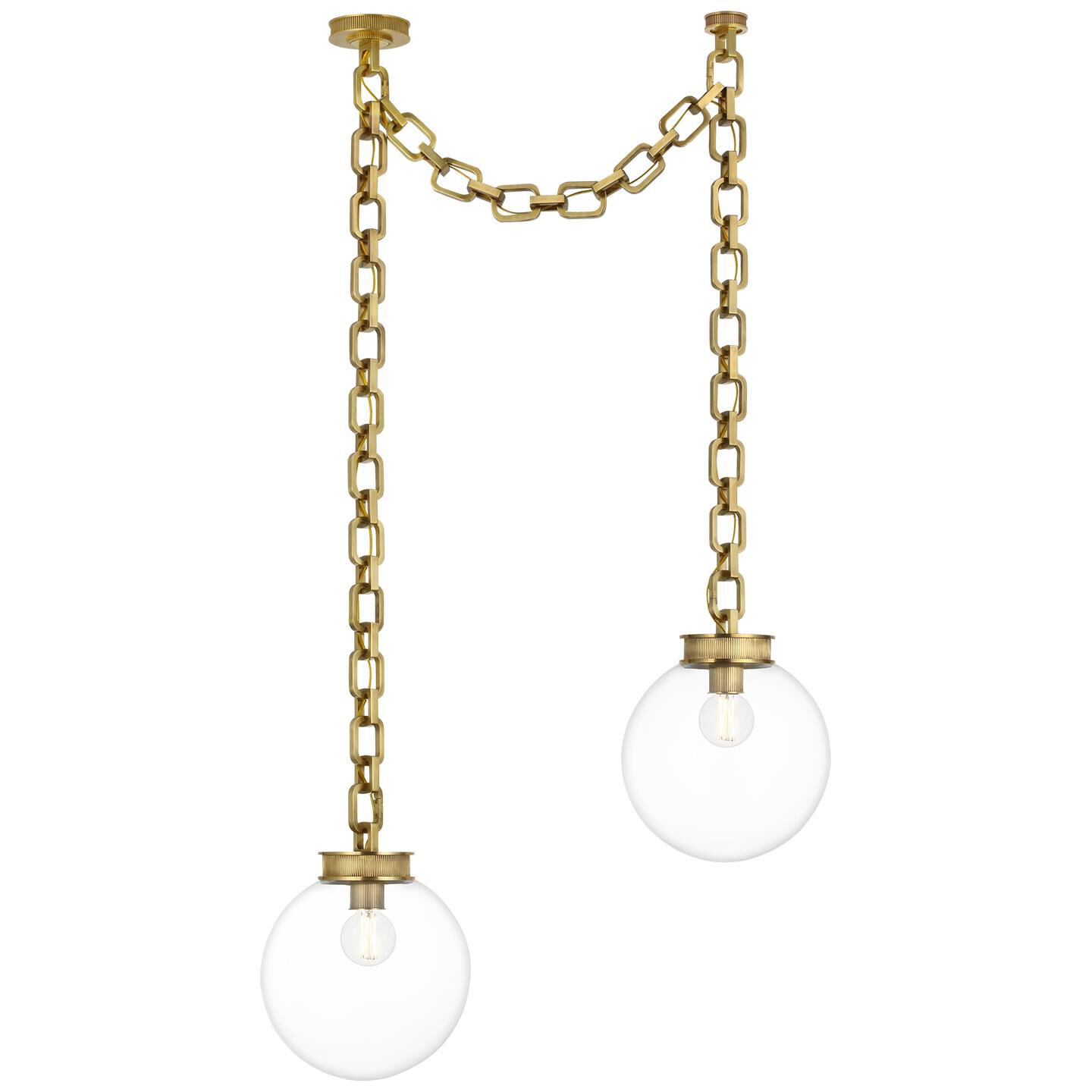Shown in Soft Brass finish and Clear glass