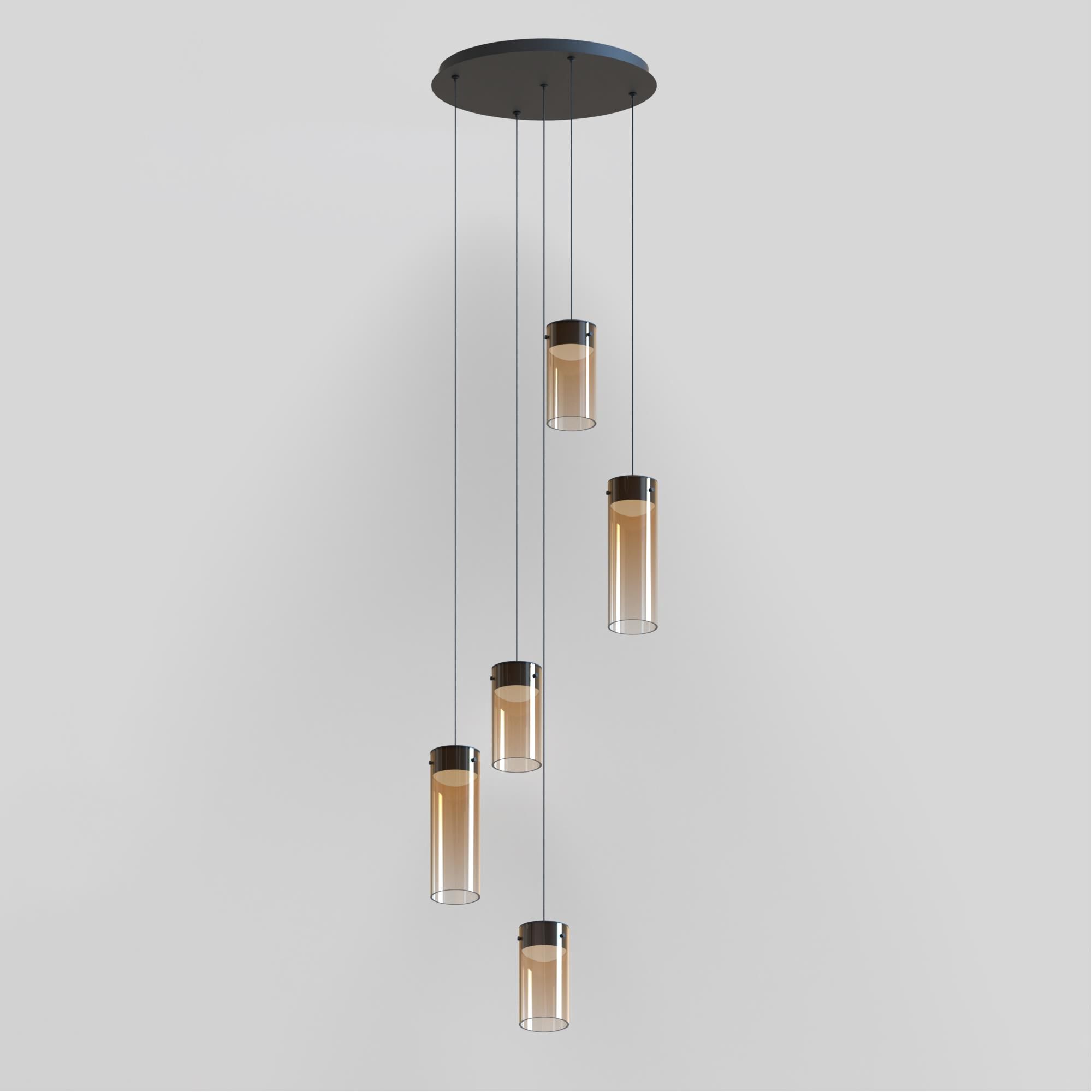 Shown in Gunmetal finish and Amber glass