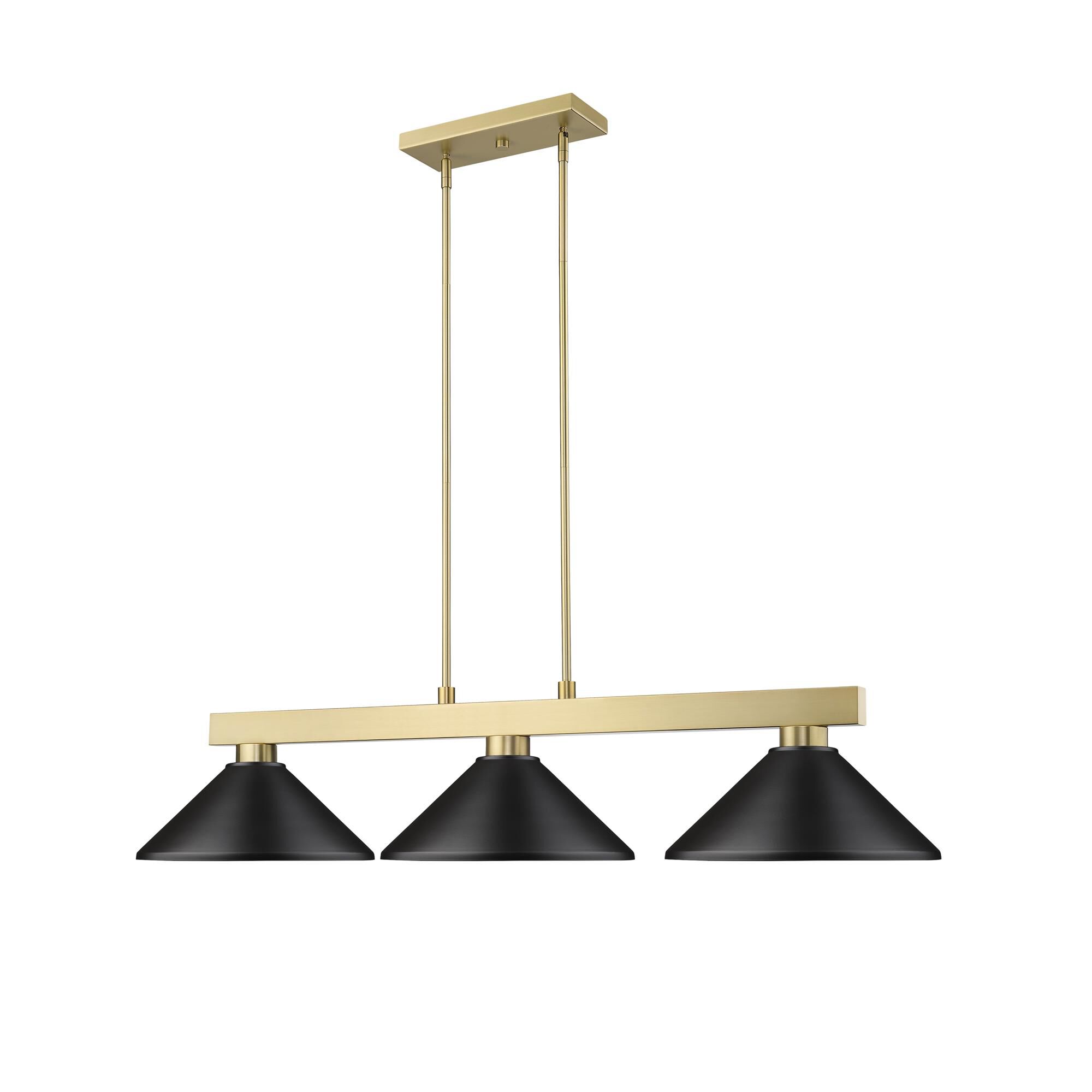 Shown in Modern Gold finish and Matte Black glass and Matte Black shade