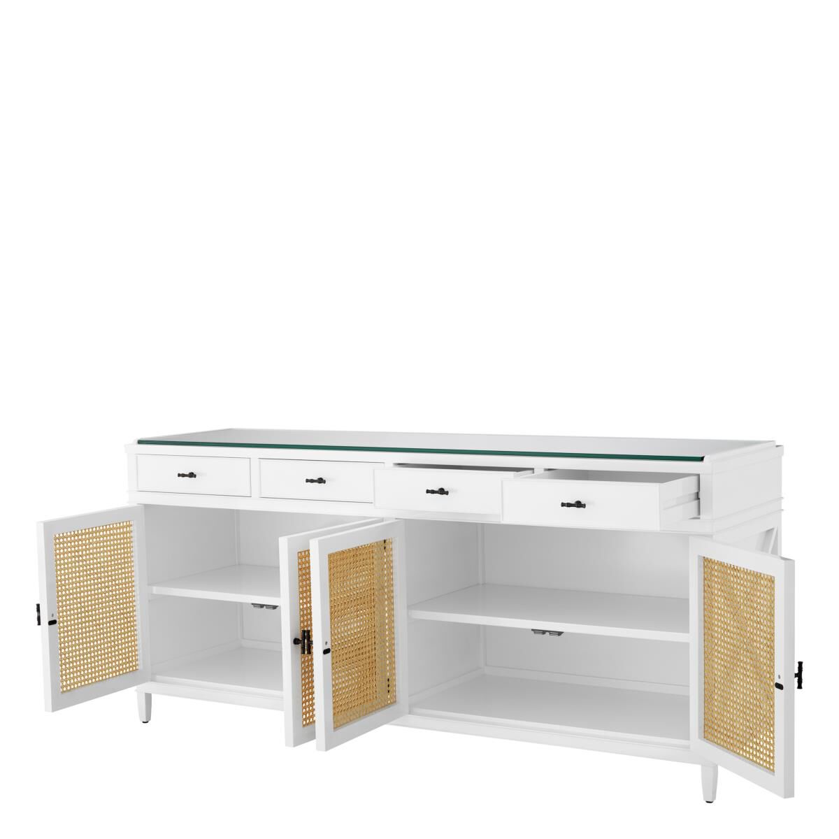 Shown in Black, Natural Cane, Clear Glass finish