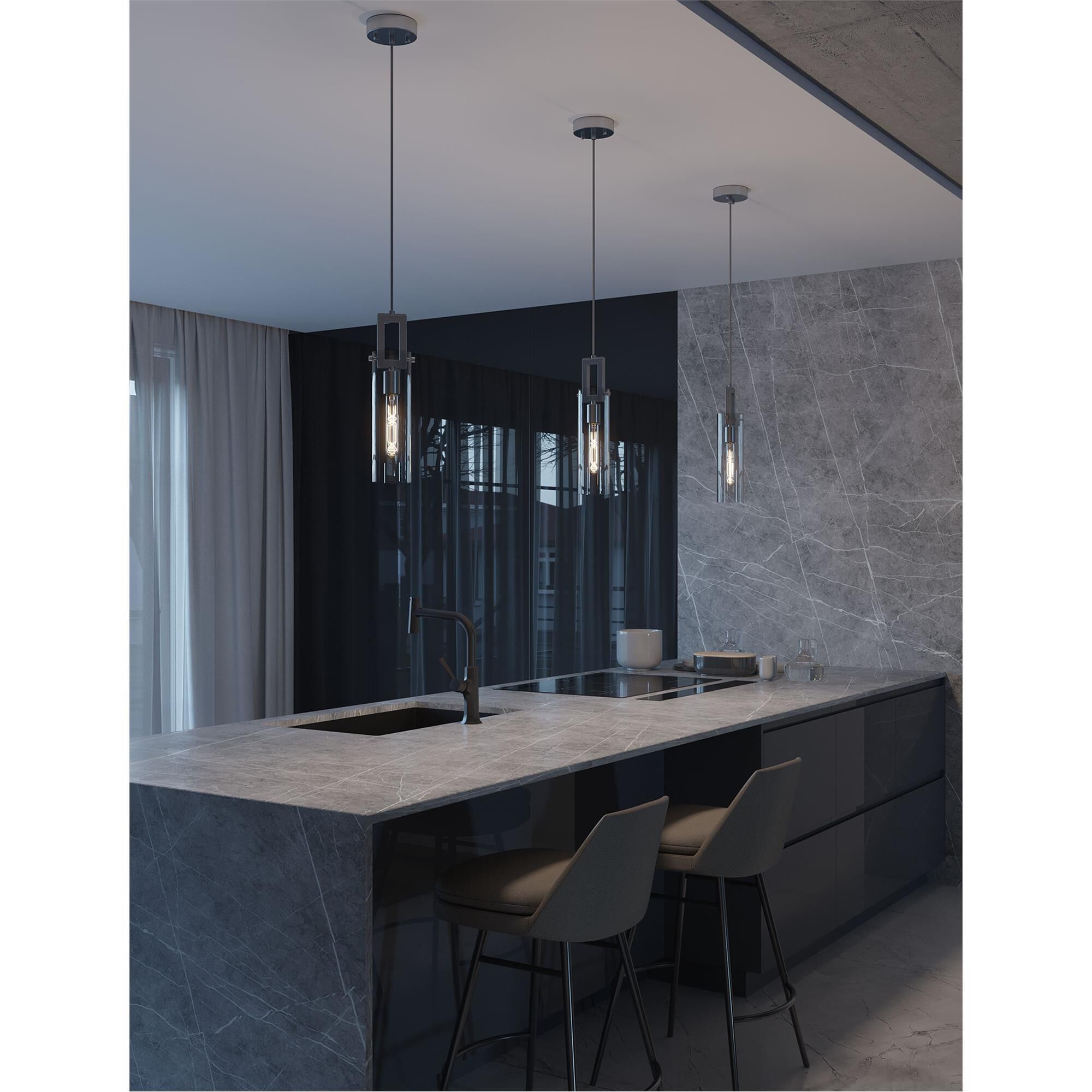 Shown in Satin Nickel finish and Clear glass