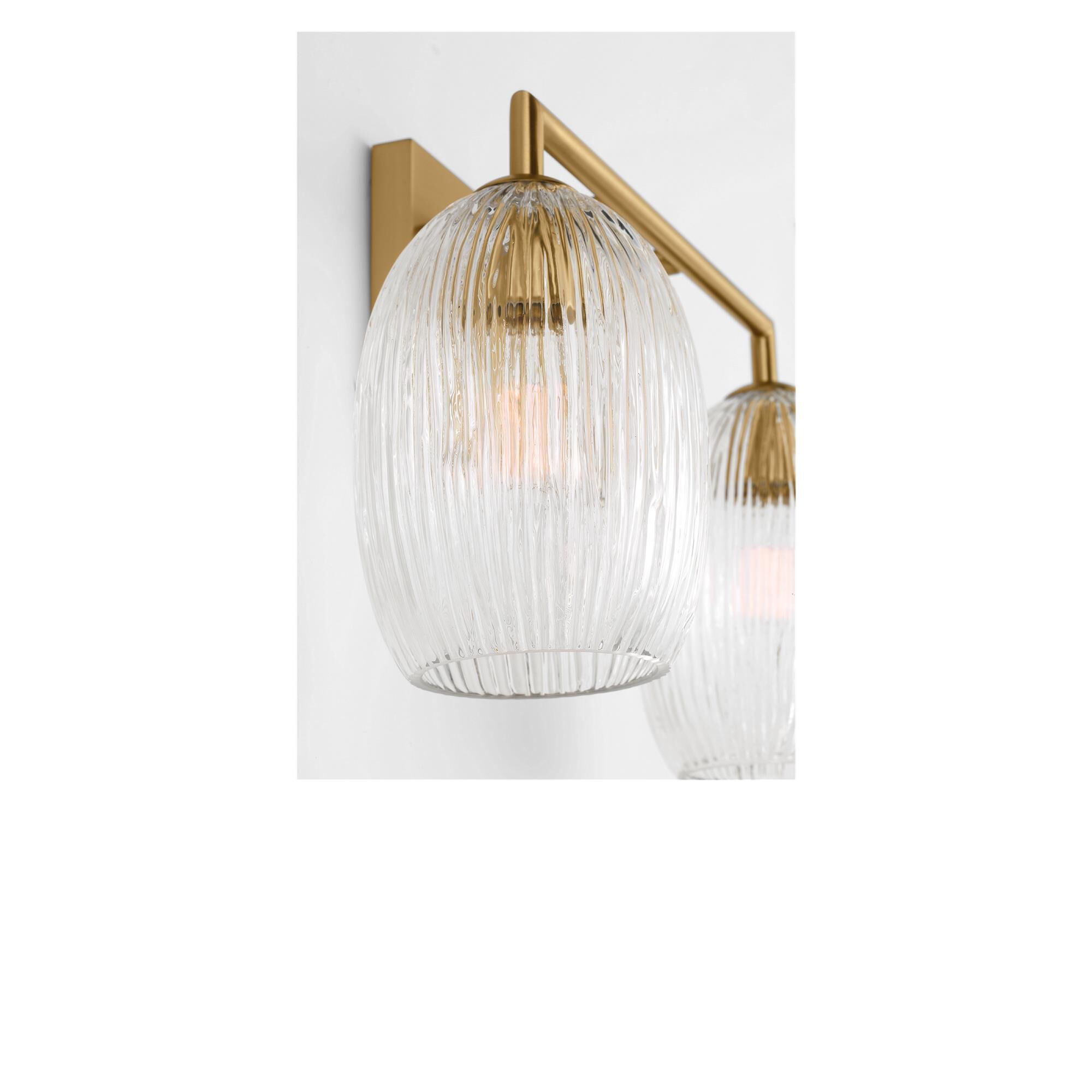 Shown in Burnished Brass finish and Striped Clear glass