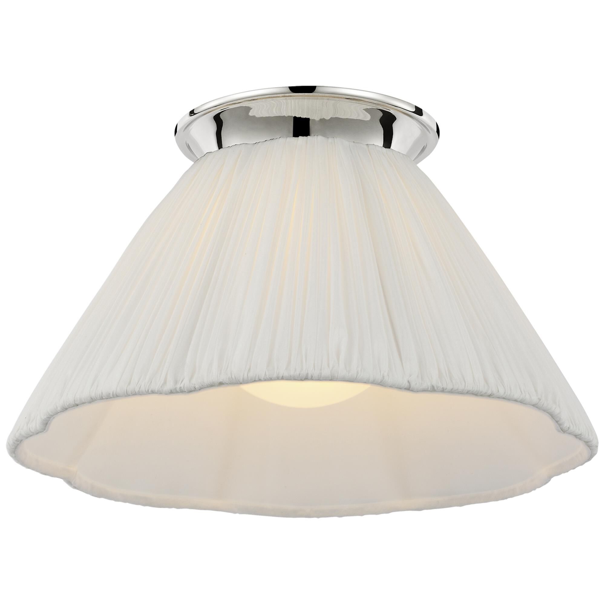 Shown in Polished Nickel finish and Scalloped Silk Pleated shade