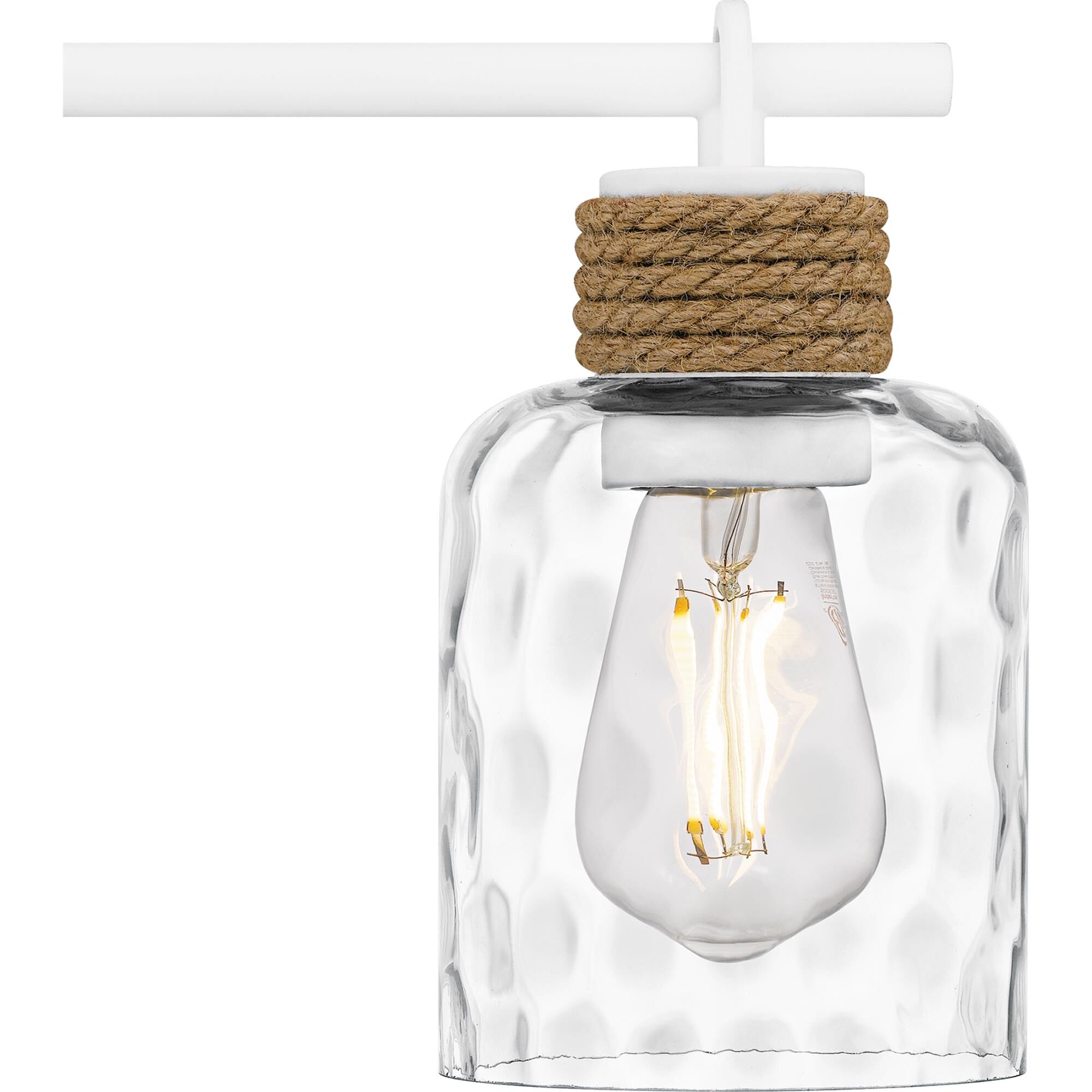 Shown in Matte White finish and Clear Water Glass shade