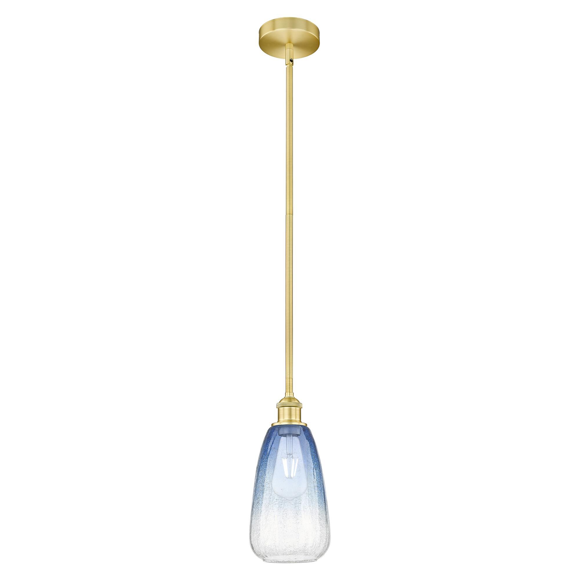 Shown in Satin Gold finish and Sapphire Blue glass
