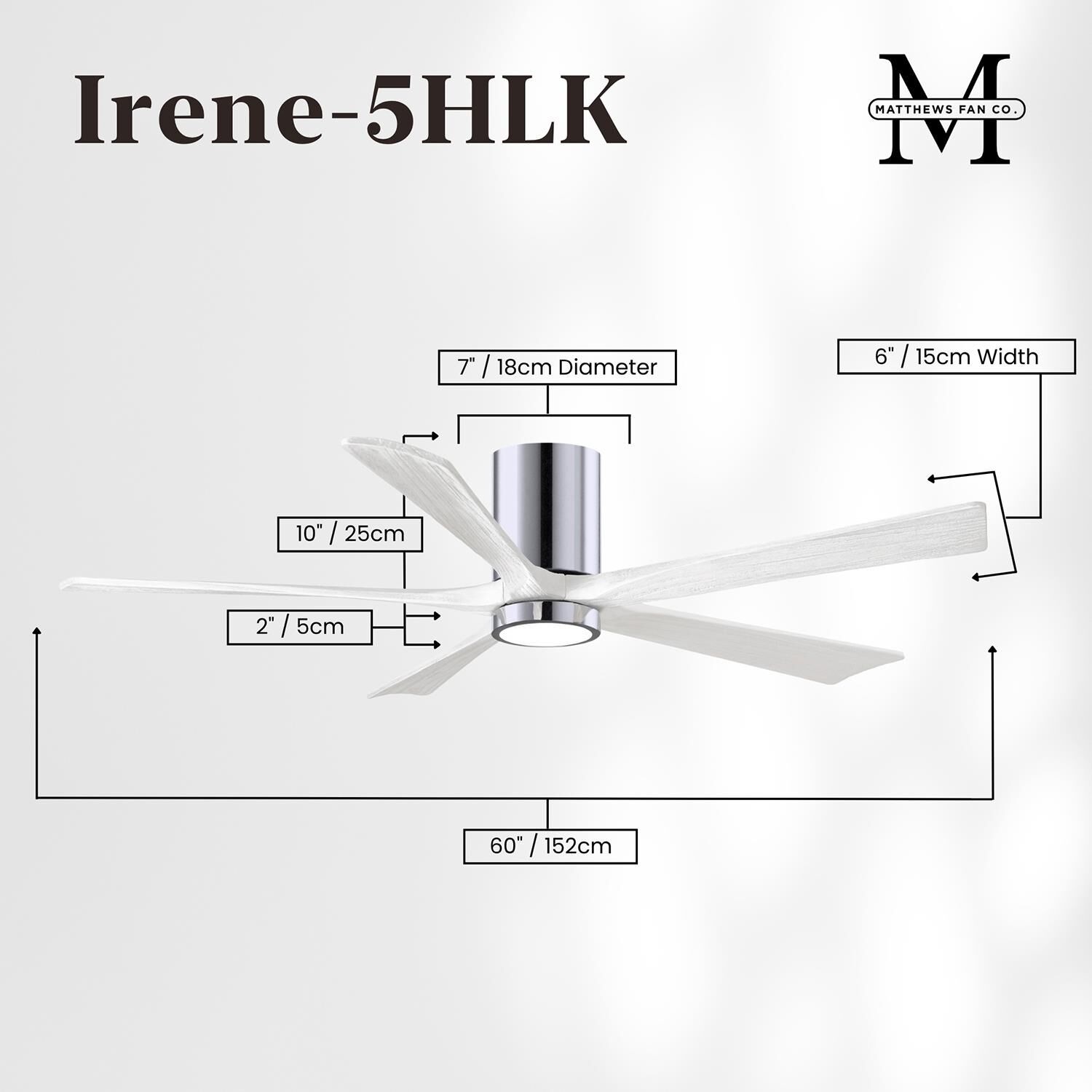 Irene 60 Inch Flush Mount Fan with Light Kit by Matthews Fan Company