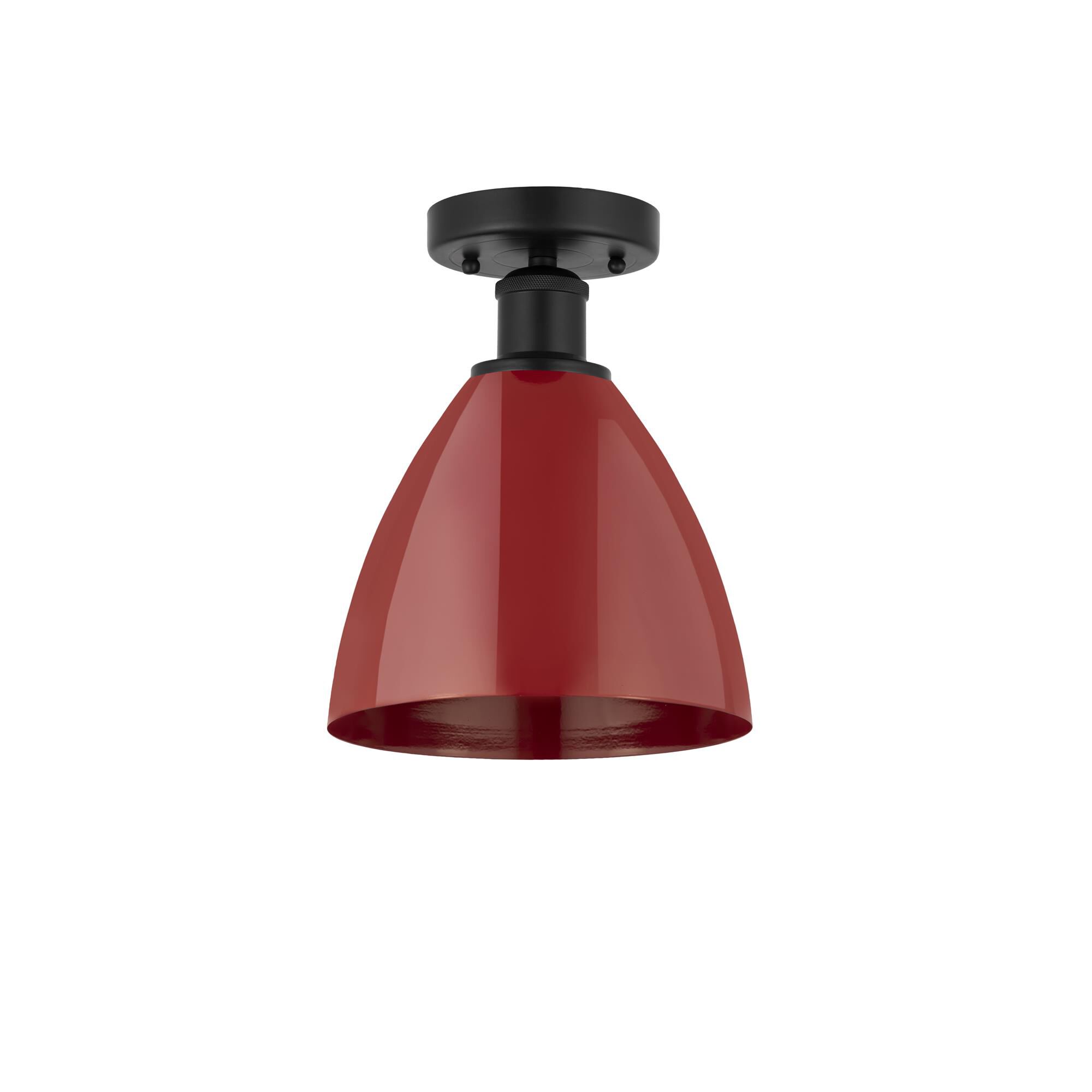 Shown in Matte Black and Red finish and Red Metal shade