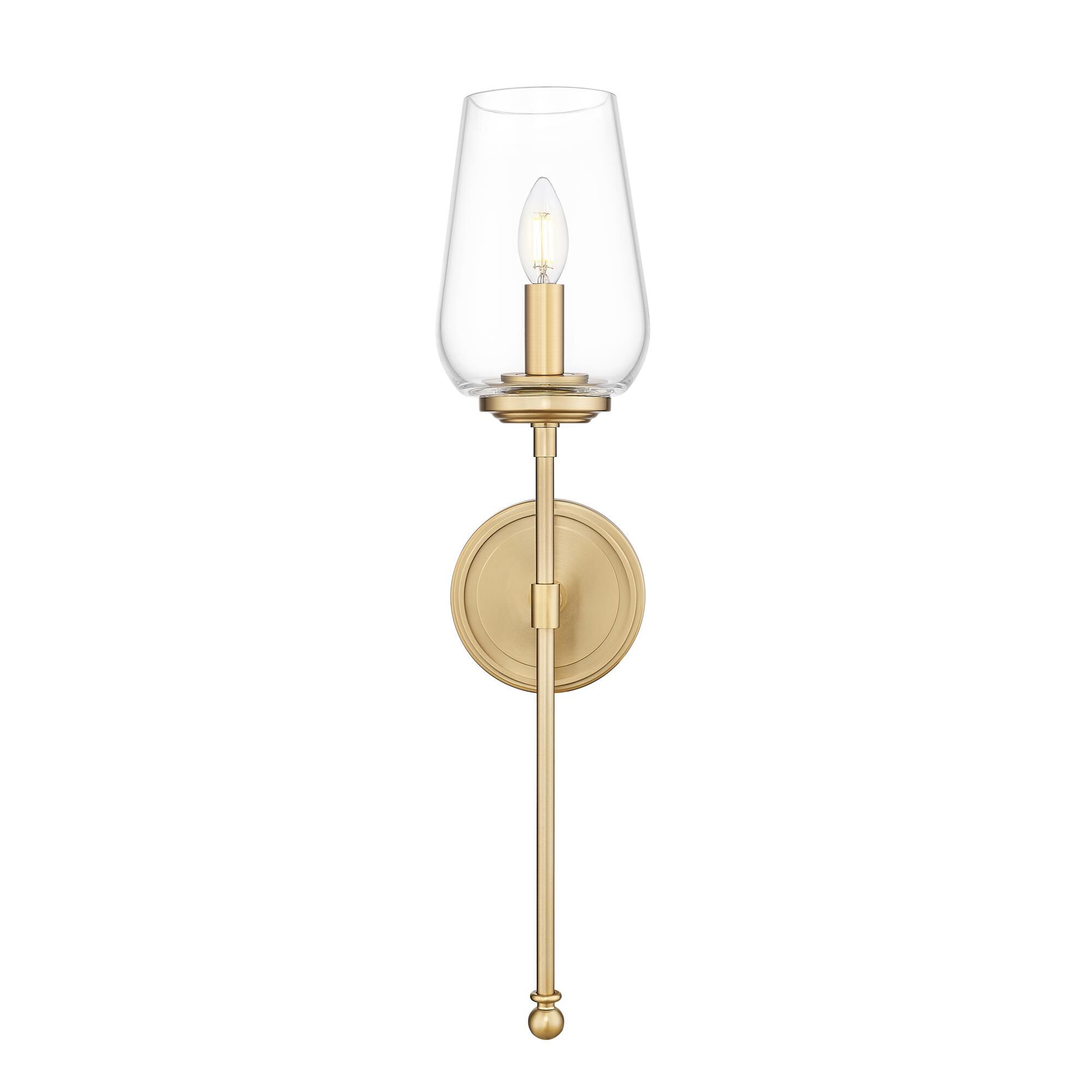 Shown in Modern Gold finish and Clear glass