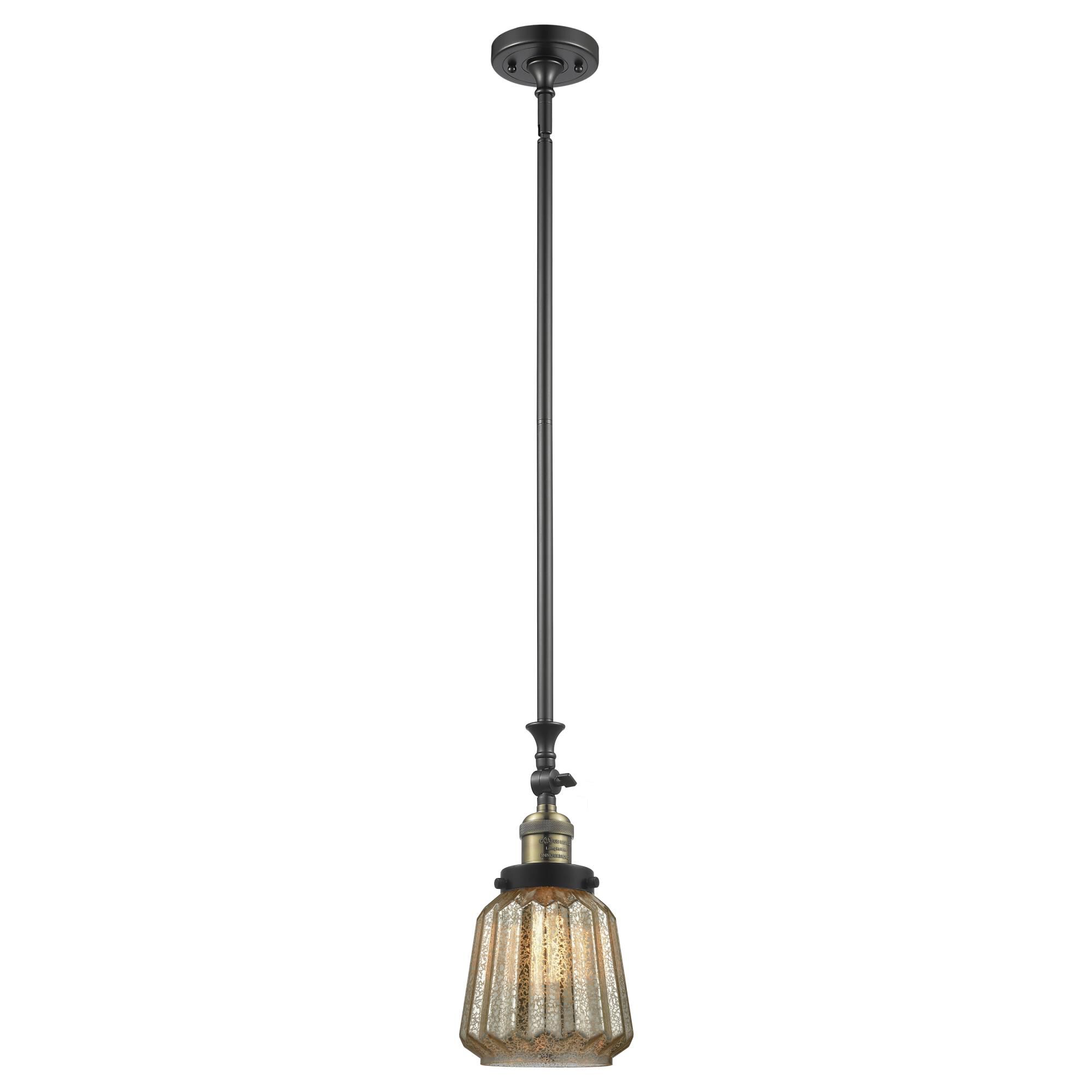 Shown in Black Antique Brass finish and Mercury Plated glass