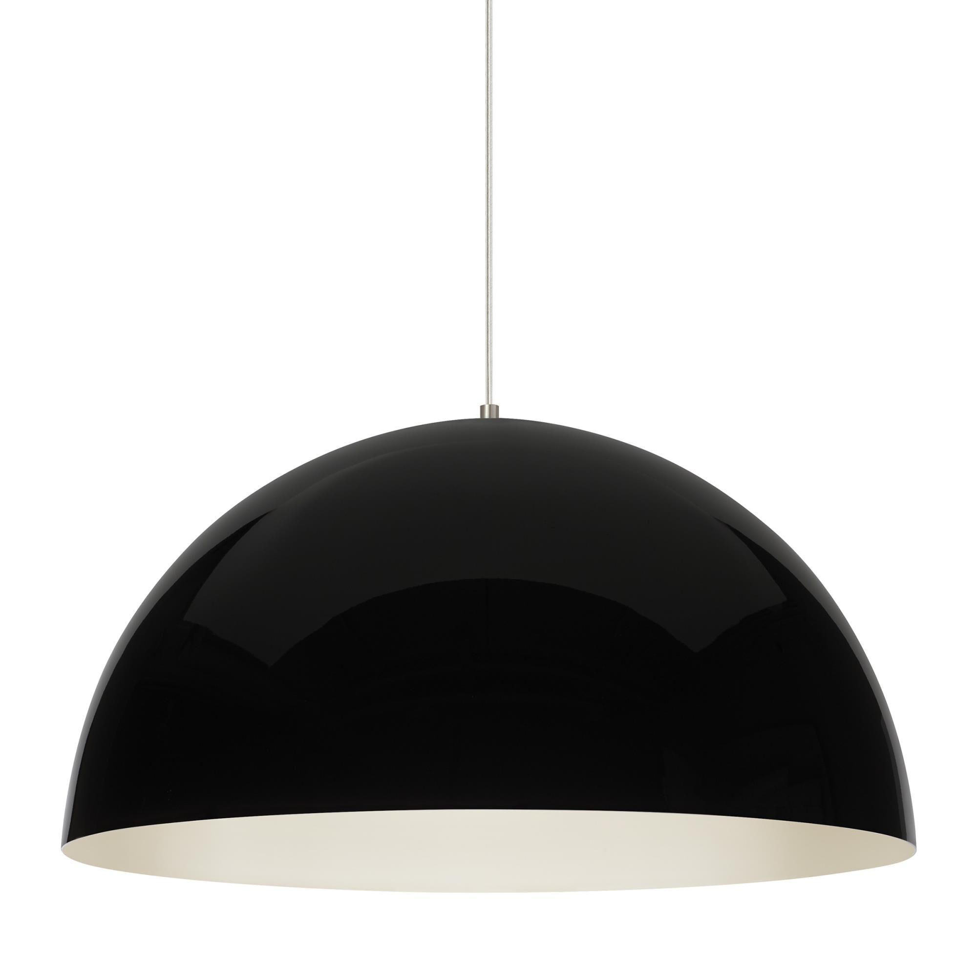 Shown in Black finish and Gloss Black-White glass and Metal shade and 120 Volt accent