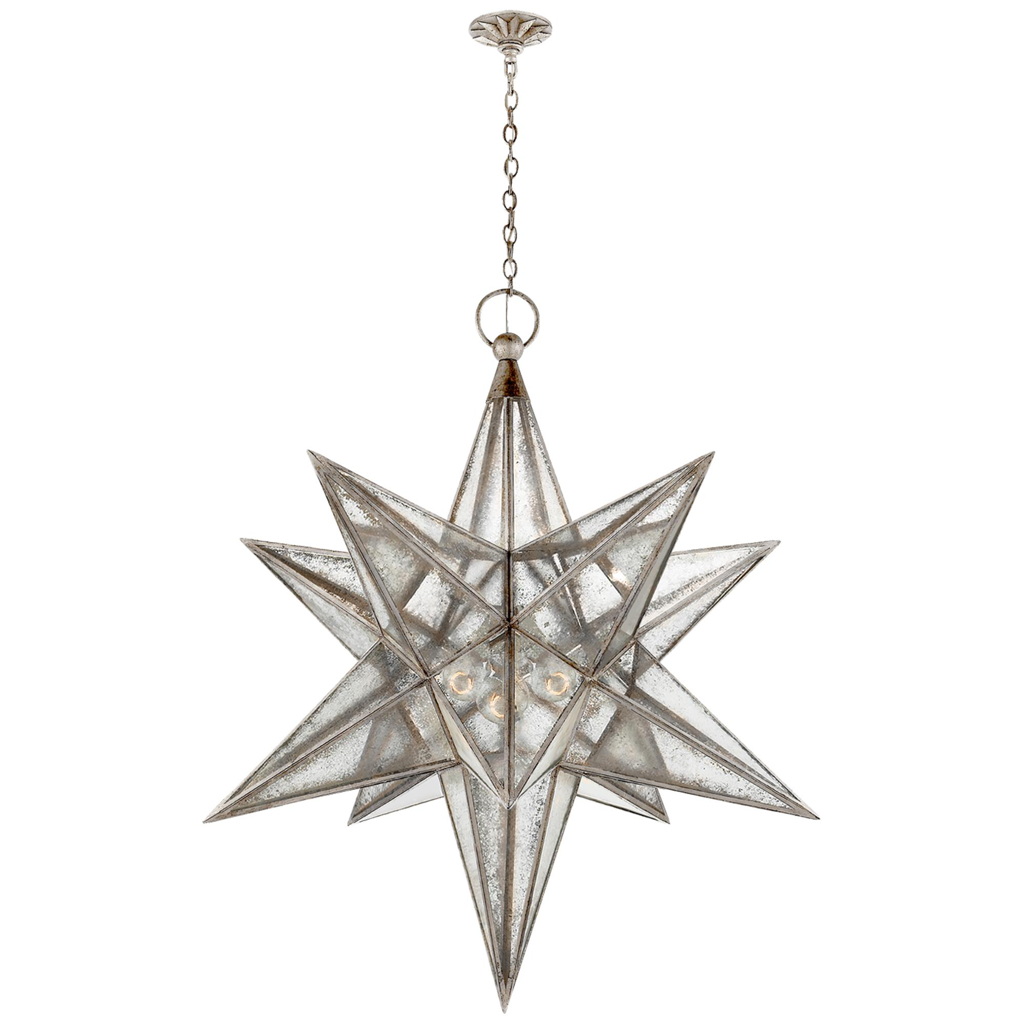 Shown in Burnished Silver Leaf finish and Antique Mirror glass