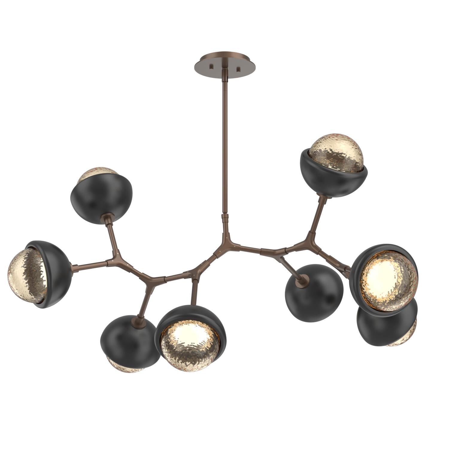 Shown in Burnished Bronze finish and Amber glass and Matte Black accent