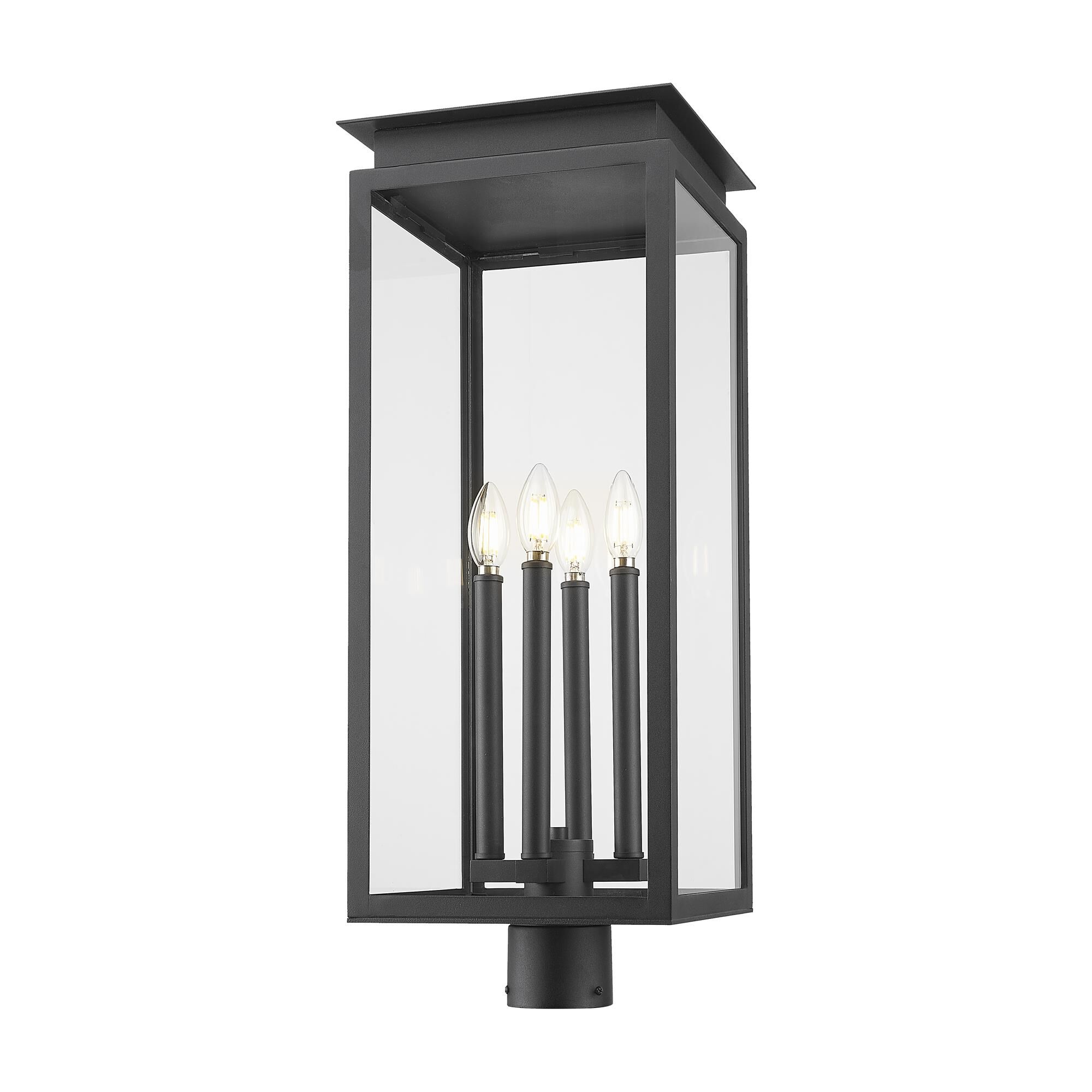 Shown in Black finish and Clear glass and Clear shade