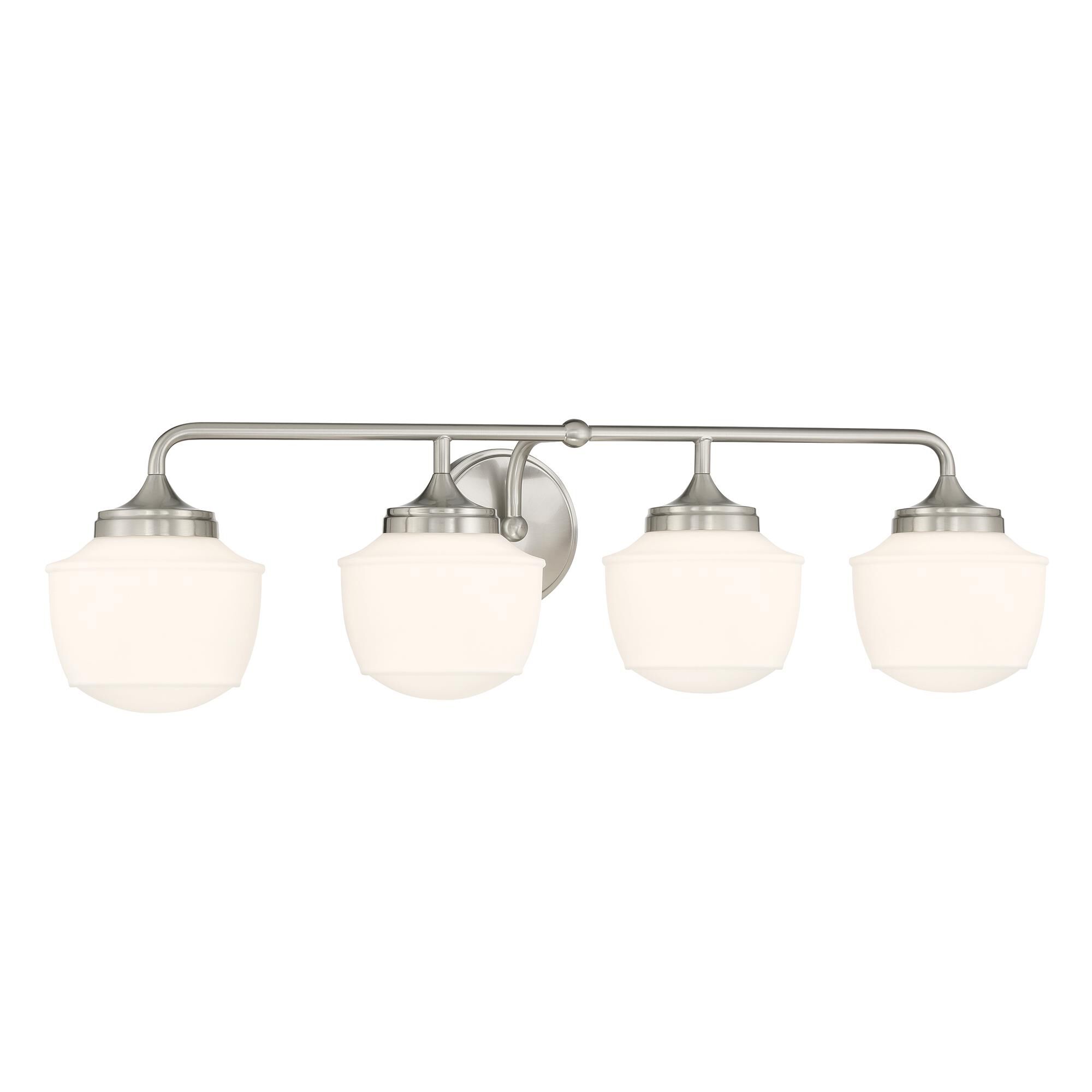 Shown in Brushed Nickel finish and Etched Opal glass and Glass shade