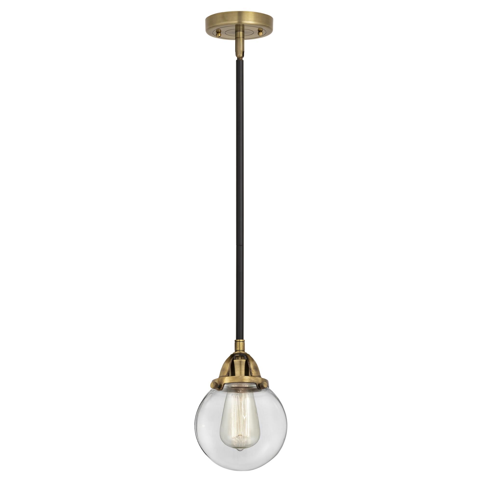 Shown in Black Antique Brass finish and Clear Beacon glass and No Shade shade