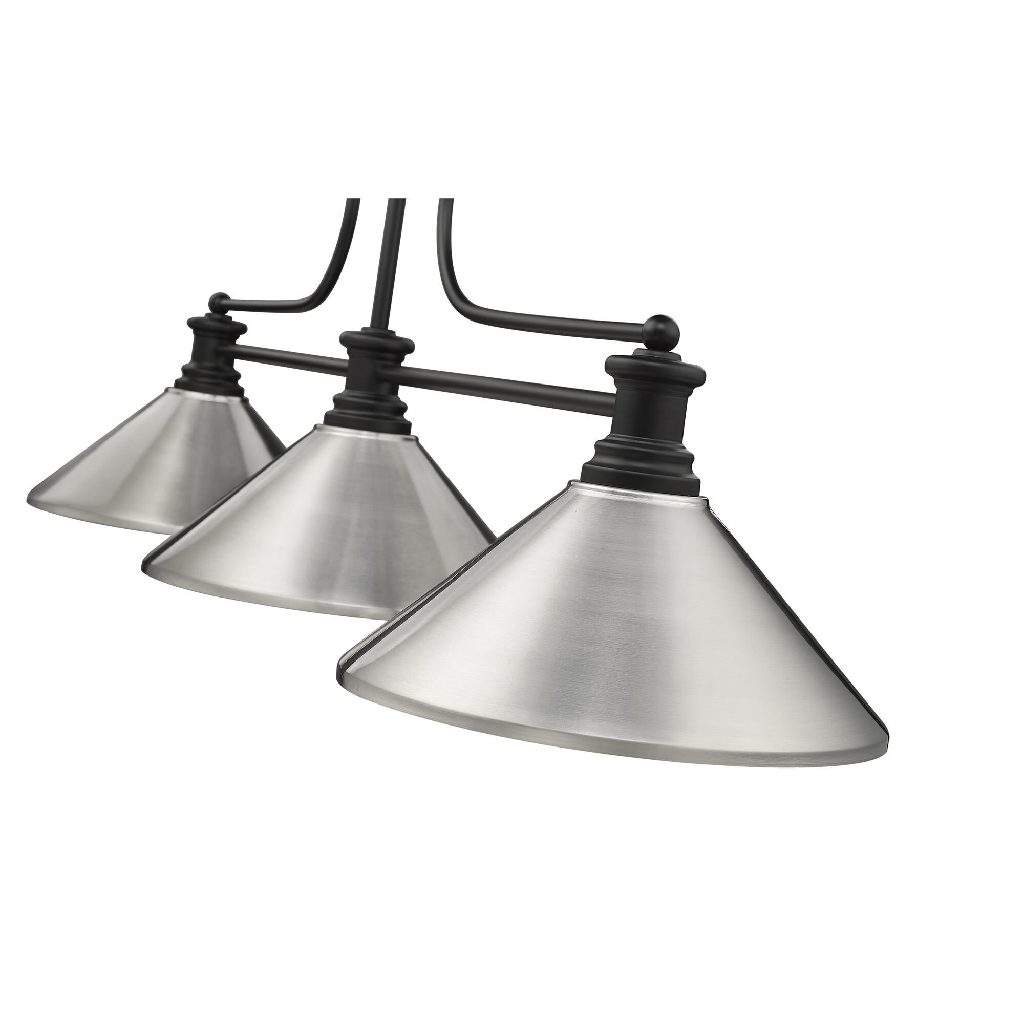 Shown in Matte Black finish and Brushed Nickel shade