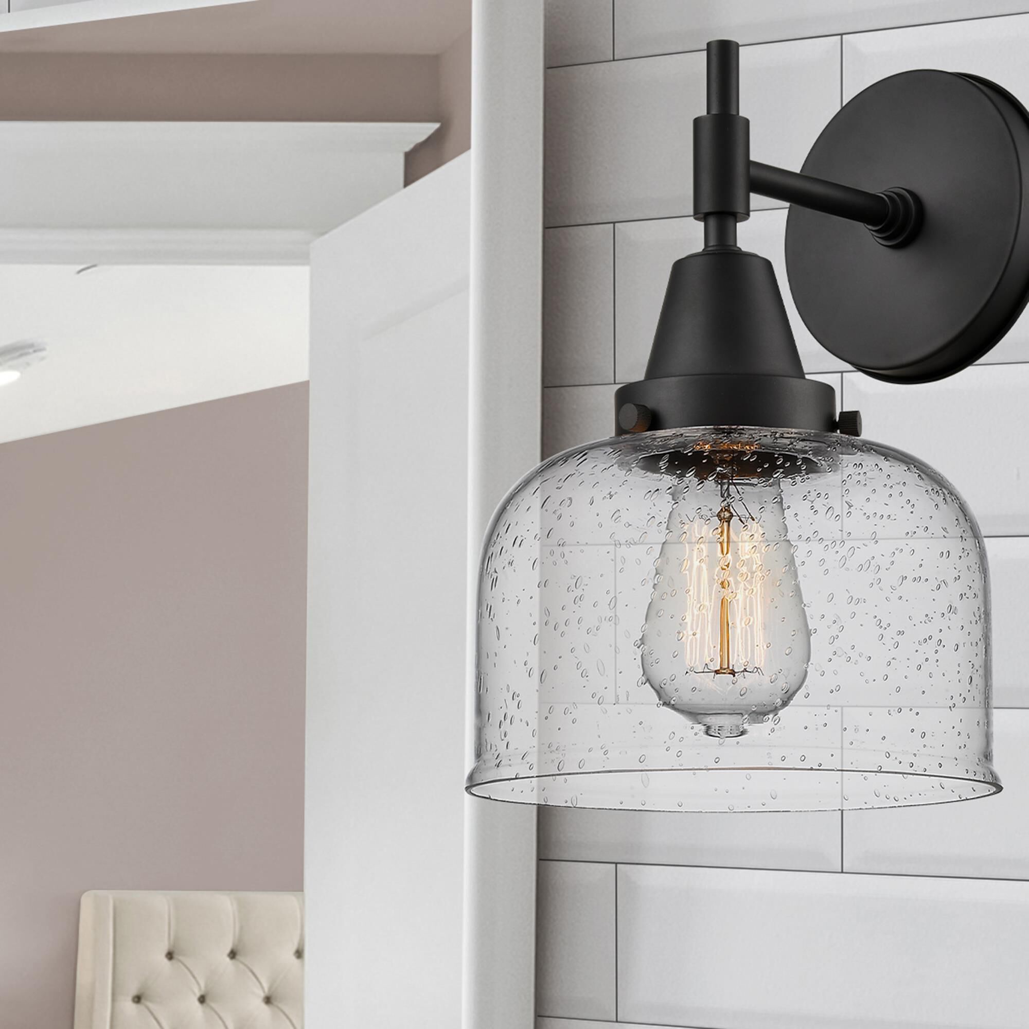 Shown in Matte Black finish and Seedy Large Cone glass