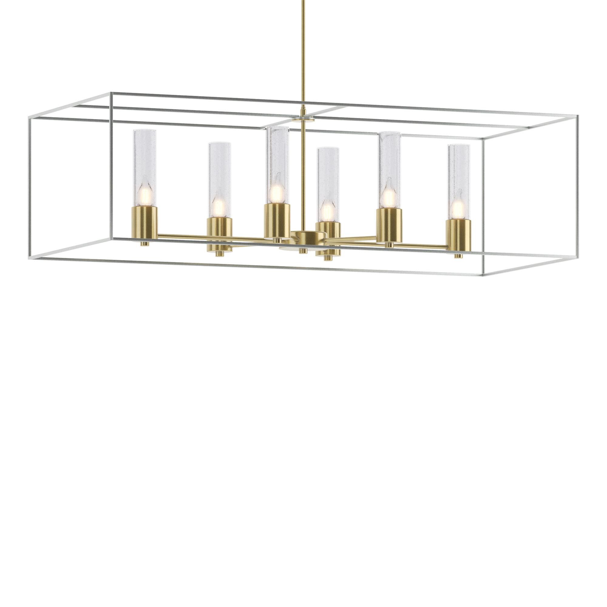 Shown in Modern Brass finish and Clear glass and Vintage Platinum accent