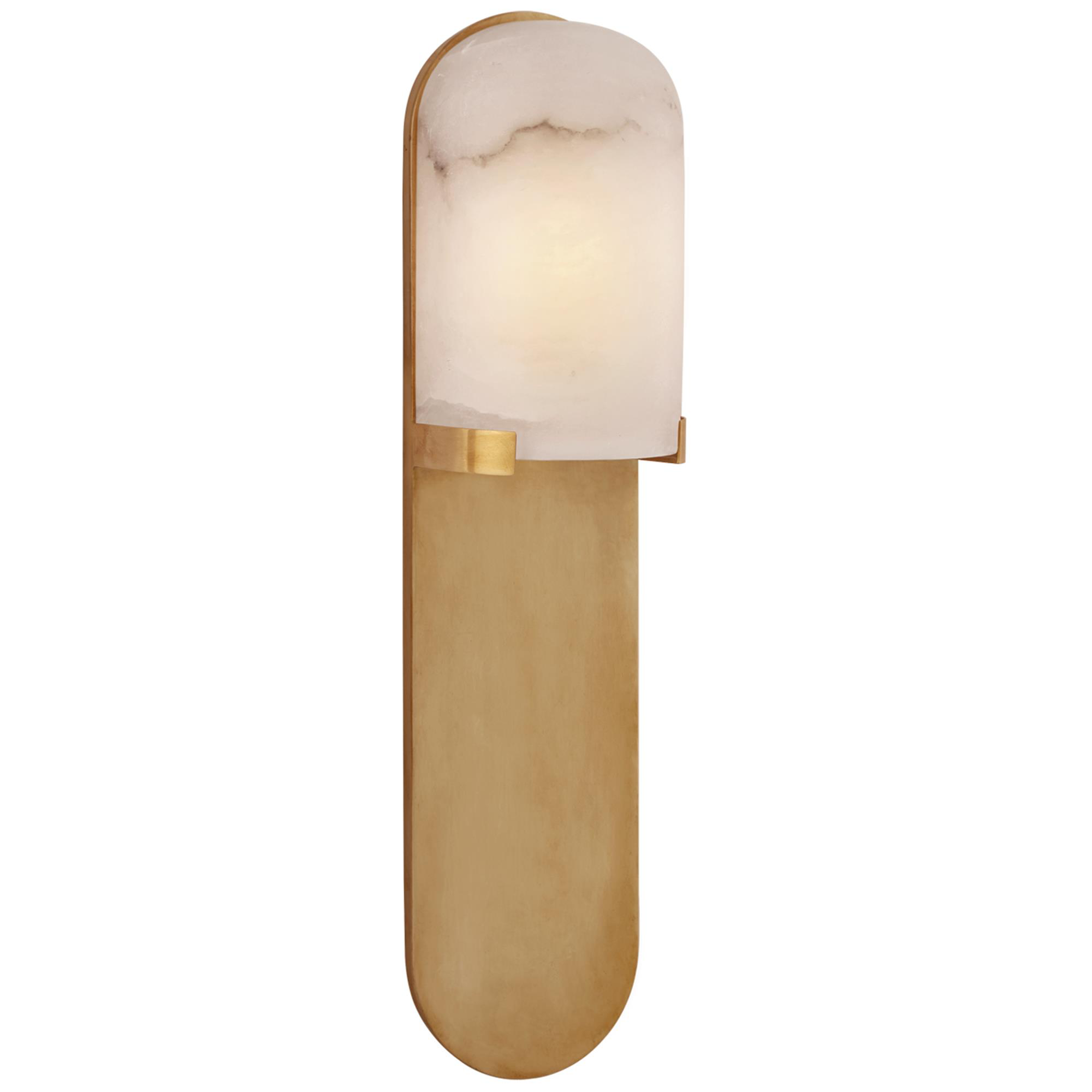 Shown in Antique-Burnished Brass finish and Alabaster glass