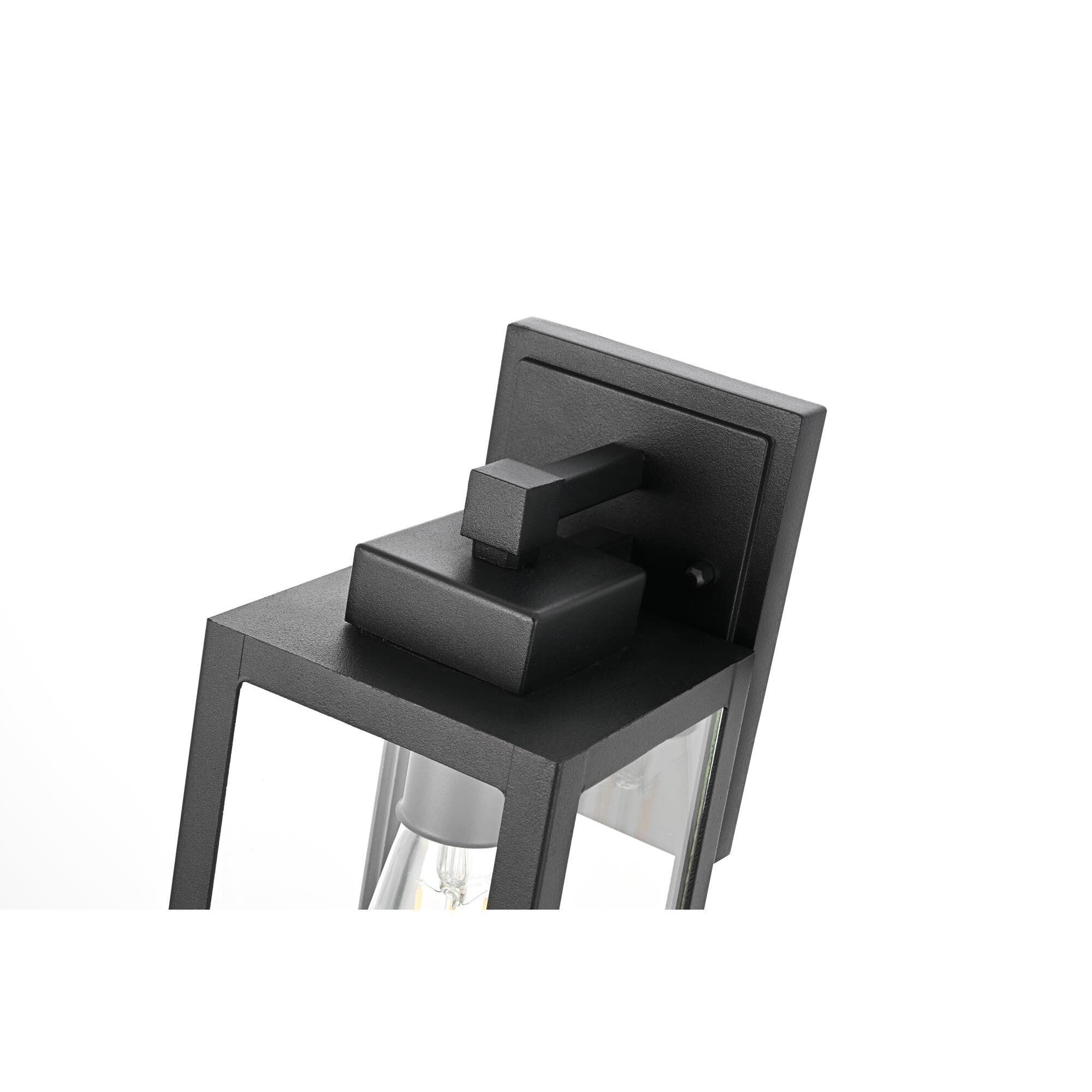 Shown in Black finish and Clear glass