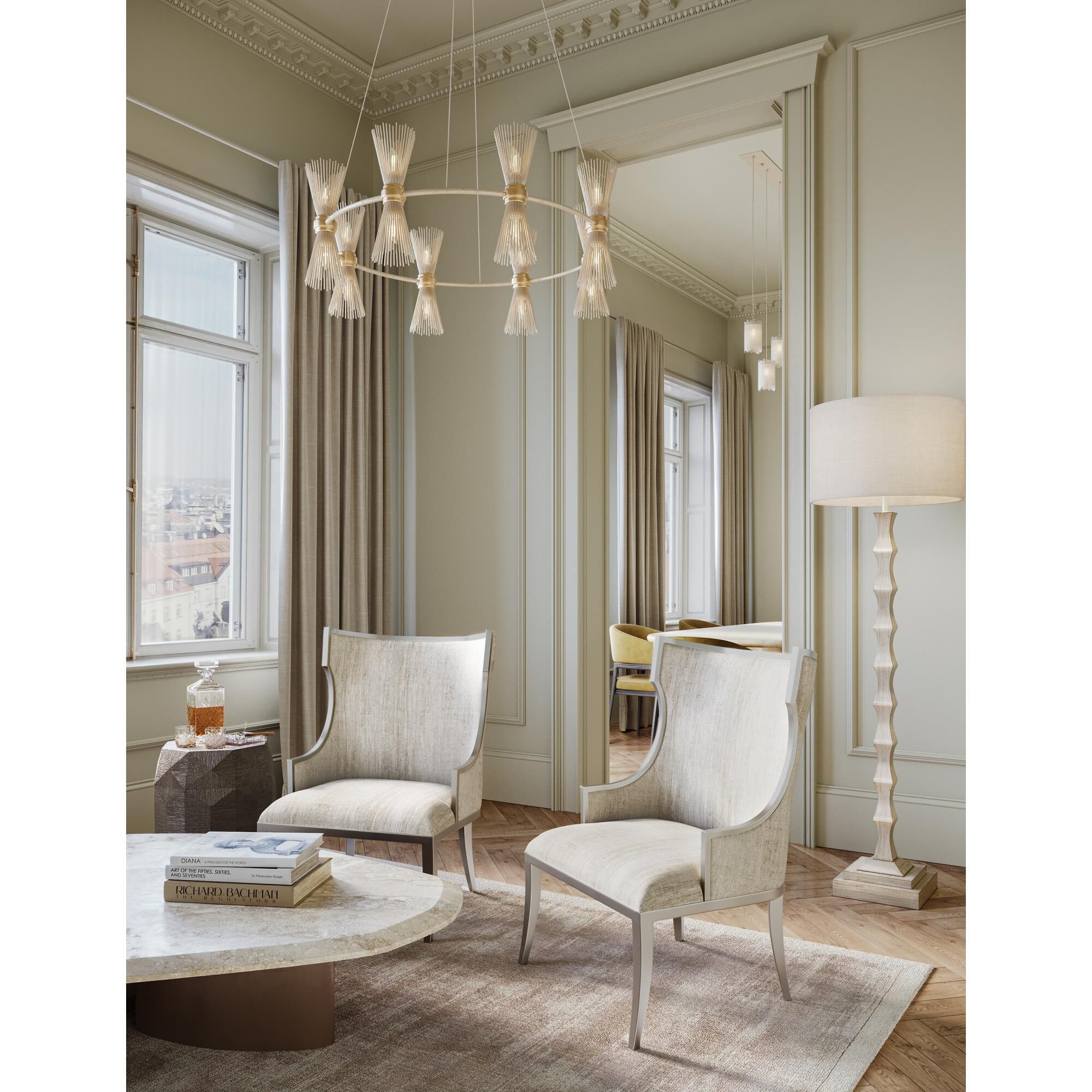 Shown in Dove Gray, Polished Brass finish