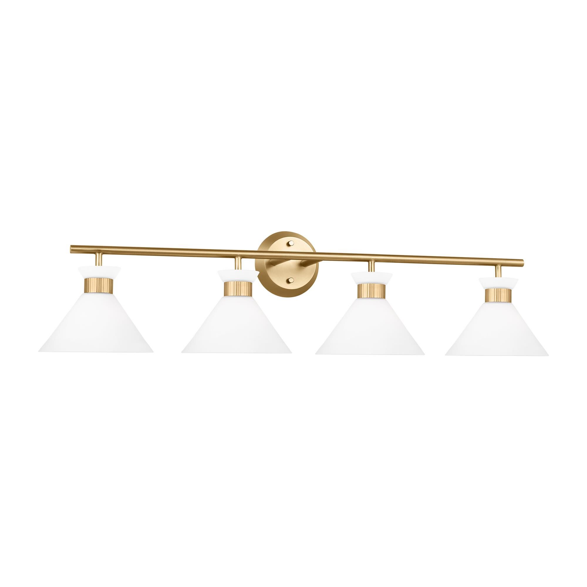 Shown in Satin Brass finish and Etched White Glass s shade