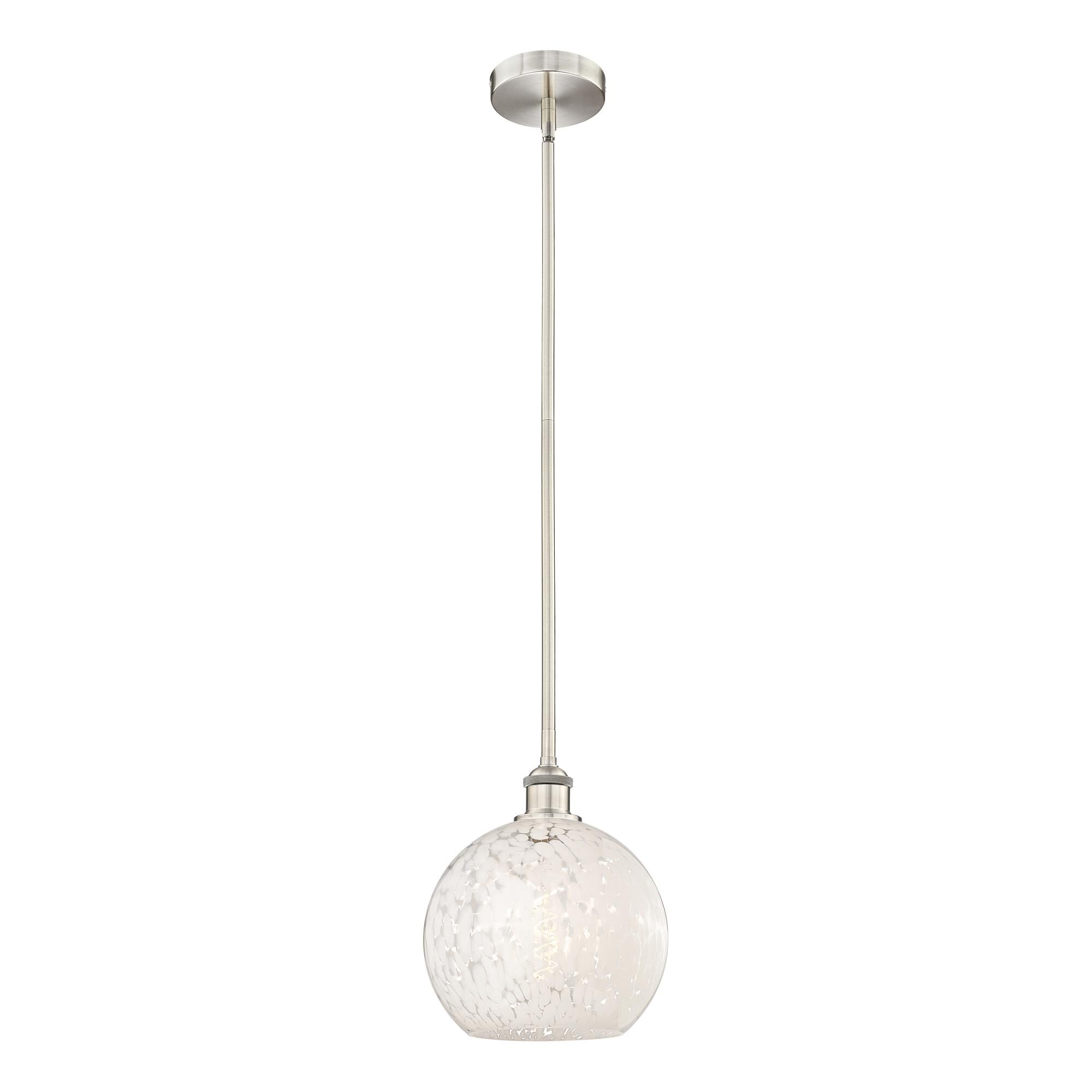 Shown in Brushed Satin Nickel finish and White Mouchette glass