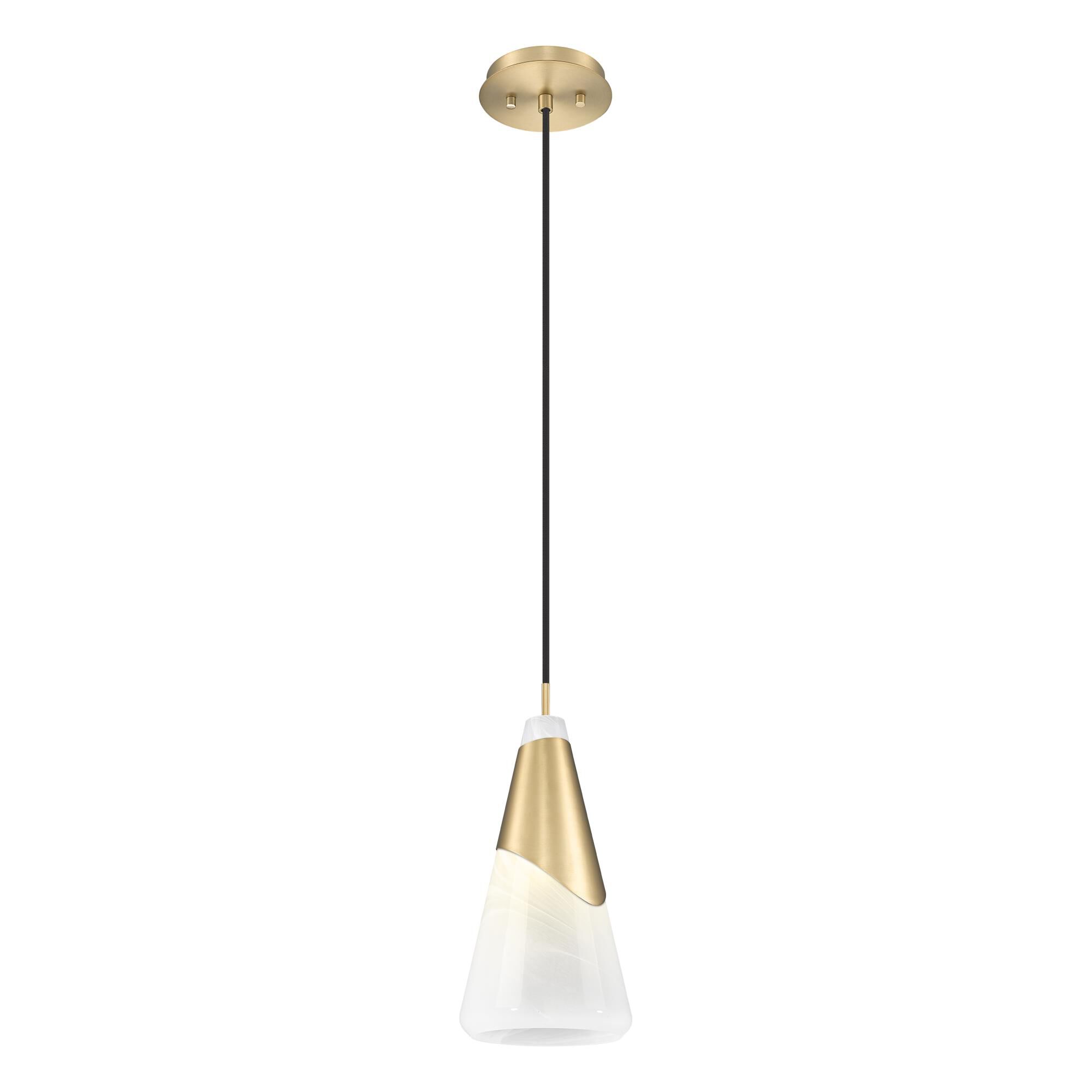 Shown in Modern Gold finish and White Swirl glass and White Swirl shade