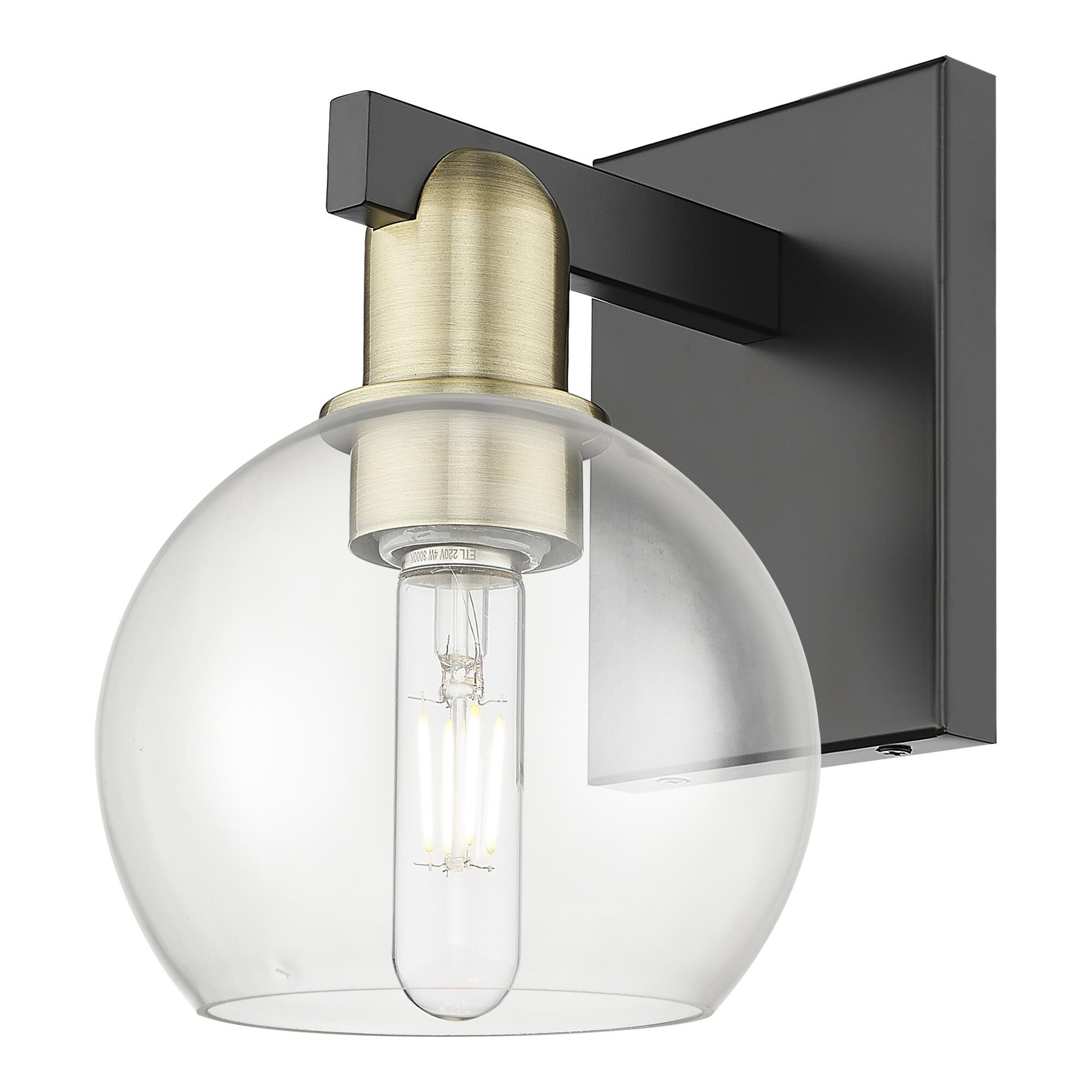 Shown in Black Antique Brass finish and Clear glass