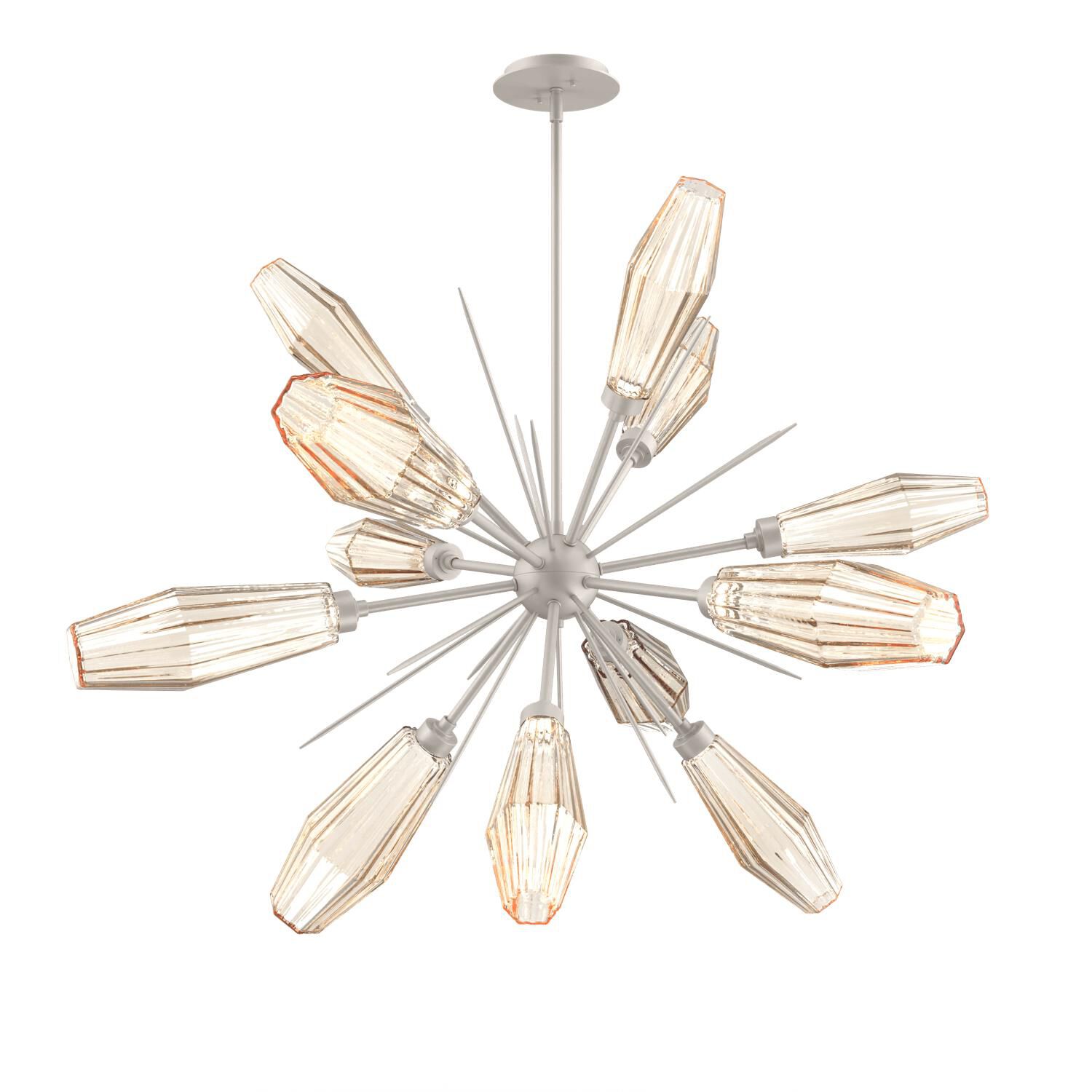 Shown in Metallic Beige Silver finish and Optic Rib Amber glass