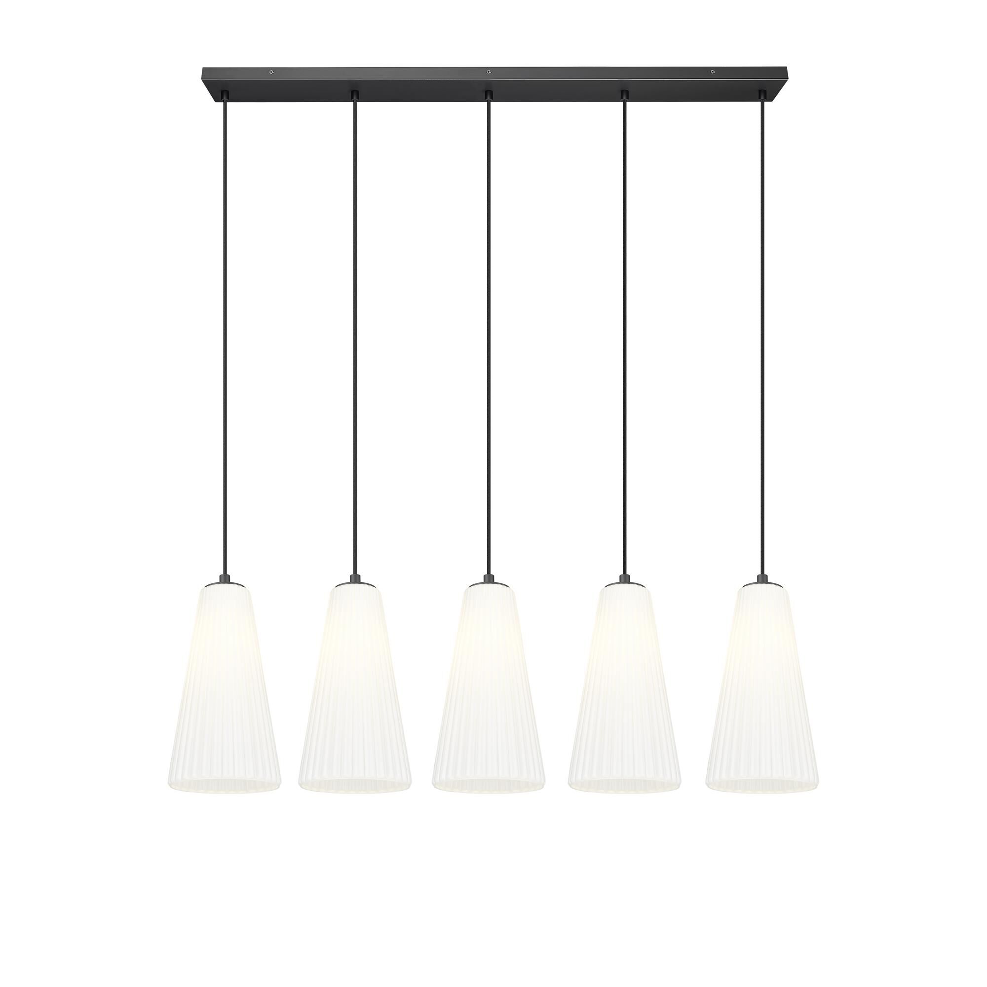 Shown in Matte Black finish and White glass and White shade