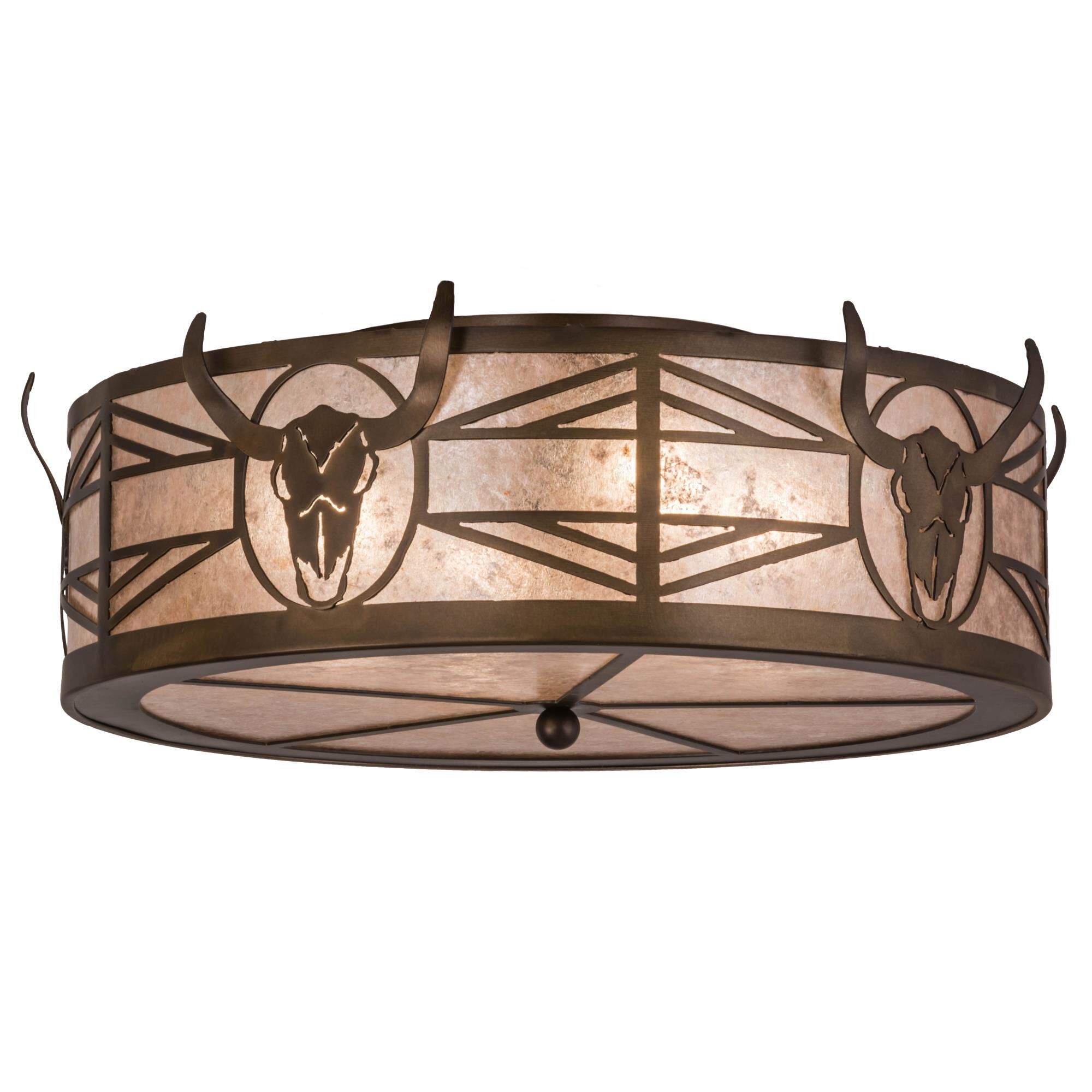 Shown in Antique Copper Finish finish and Silver Mica glass