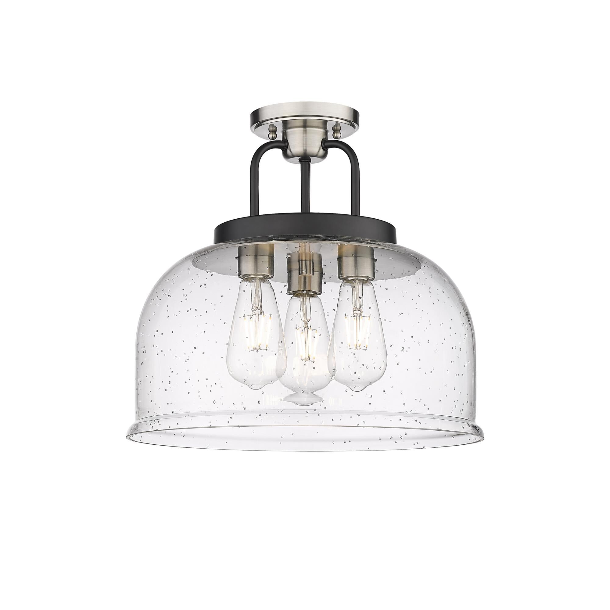 Shown in Black Satin Nickel finish and Seedy glass