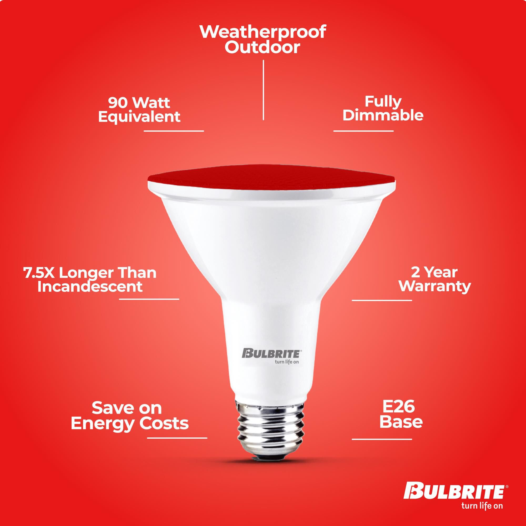 Red PAR38 Base E26 LED Light Bulb by Bulbrite
