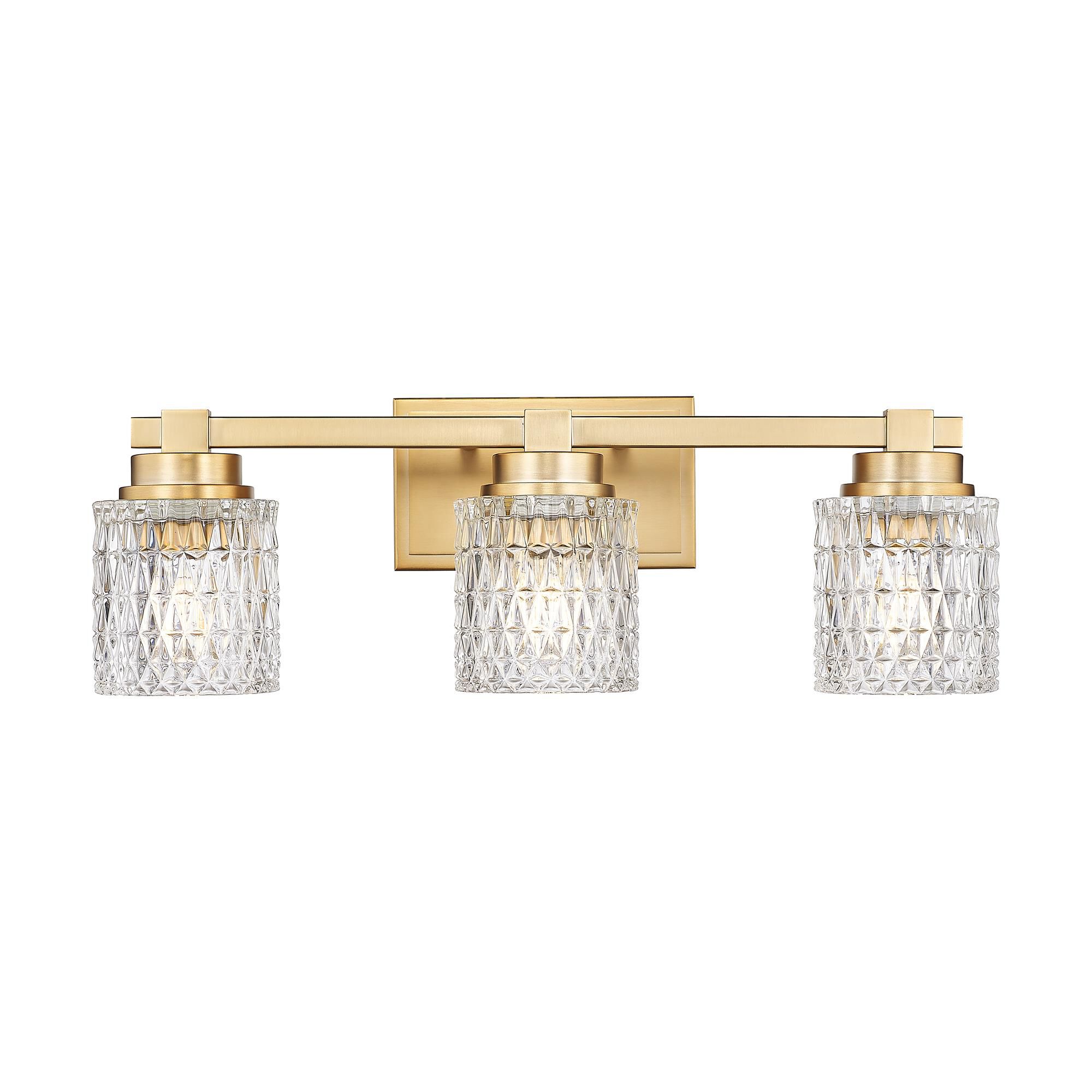 Shown in Modern Gold finish and Clear Diamond glass