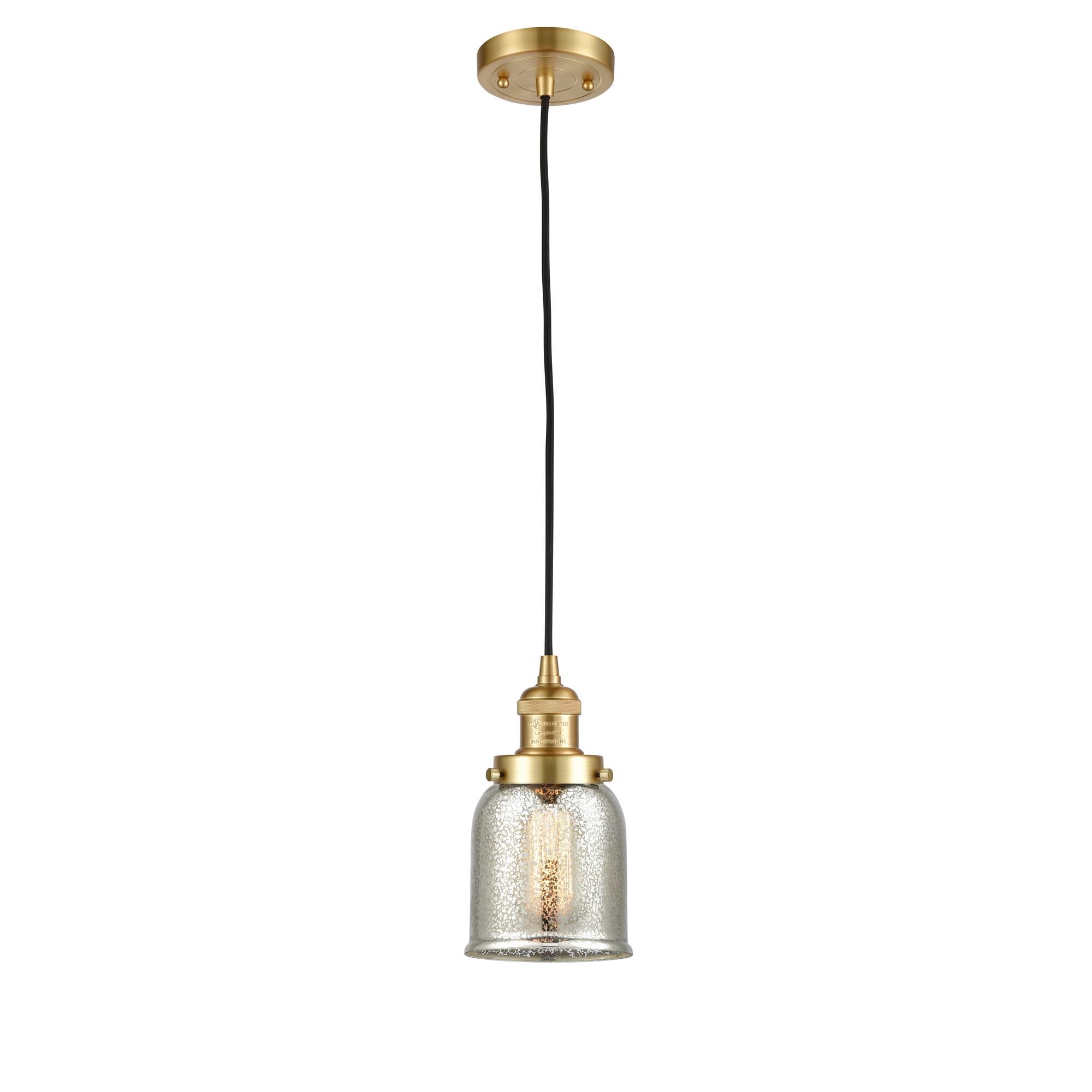 Shown in Satin Gold finish and Silver Plated Mercury Small Bell glass