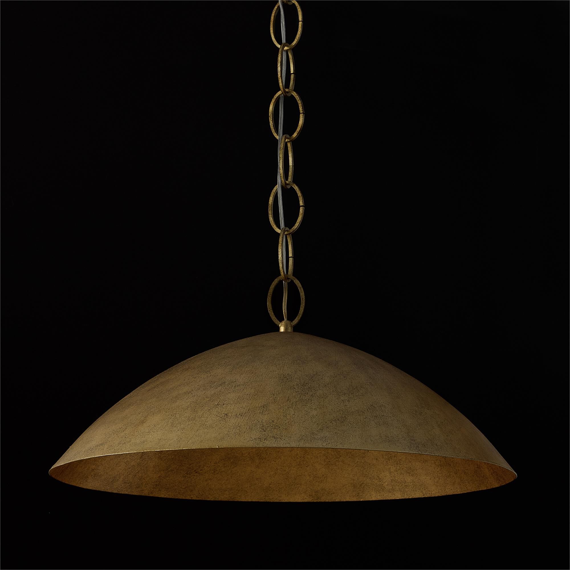 Shown in Feathered Gold finish and Textured Metal shade