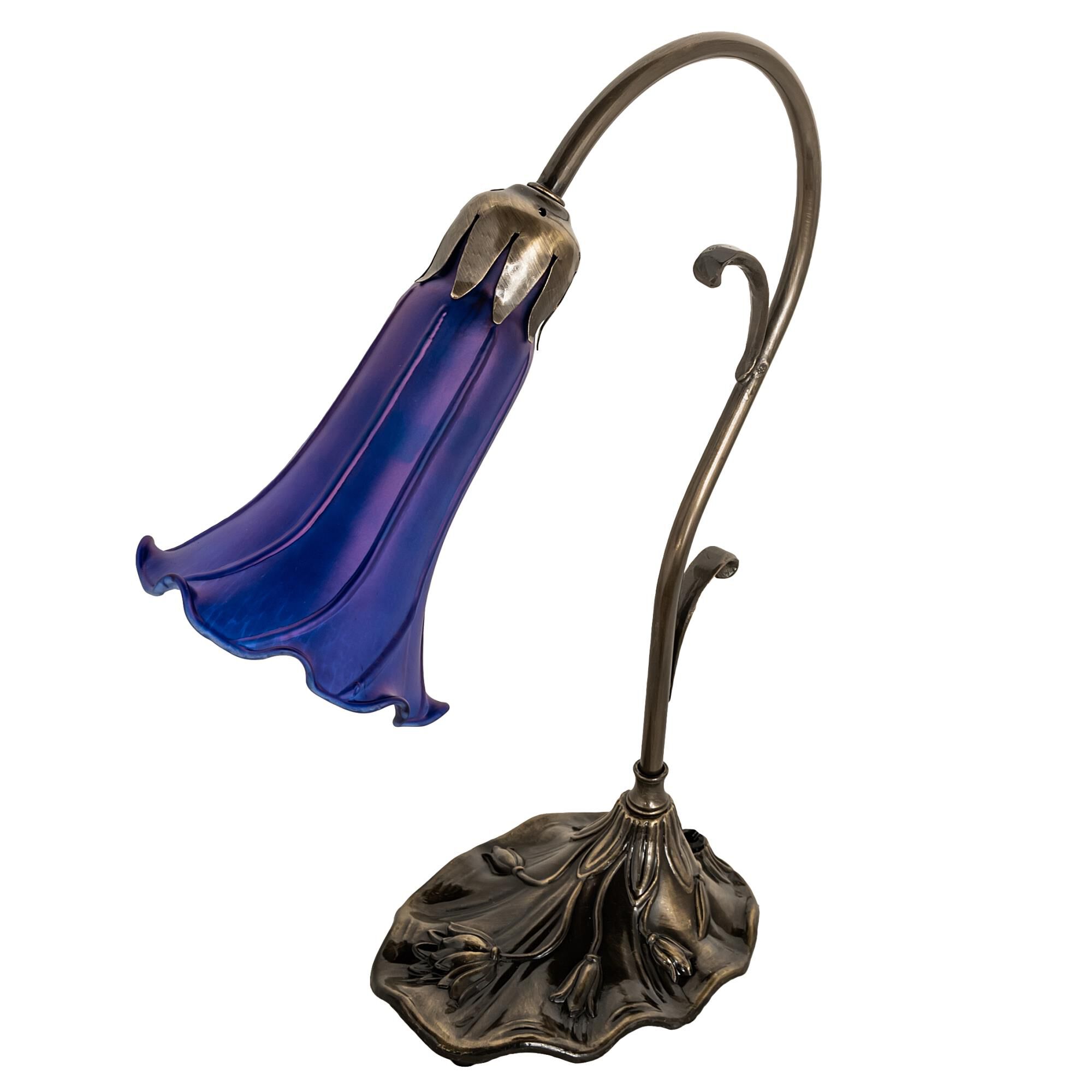 Shown in Antique Brass finish and Blue glass