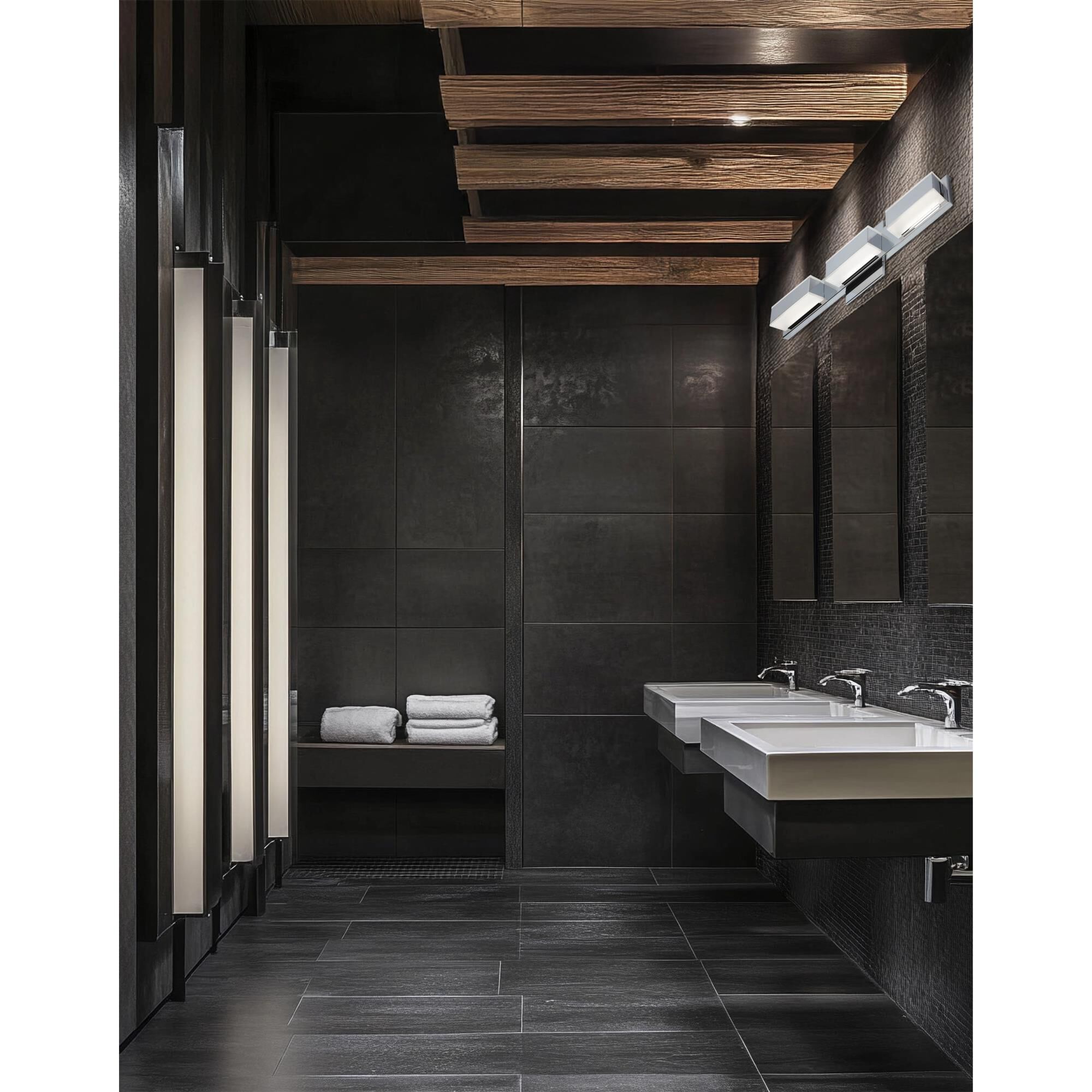 Shown in Polished Chrome and White finish and White Acrylic Rectangle glass