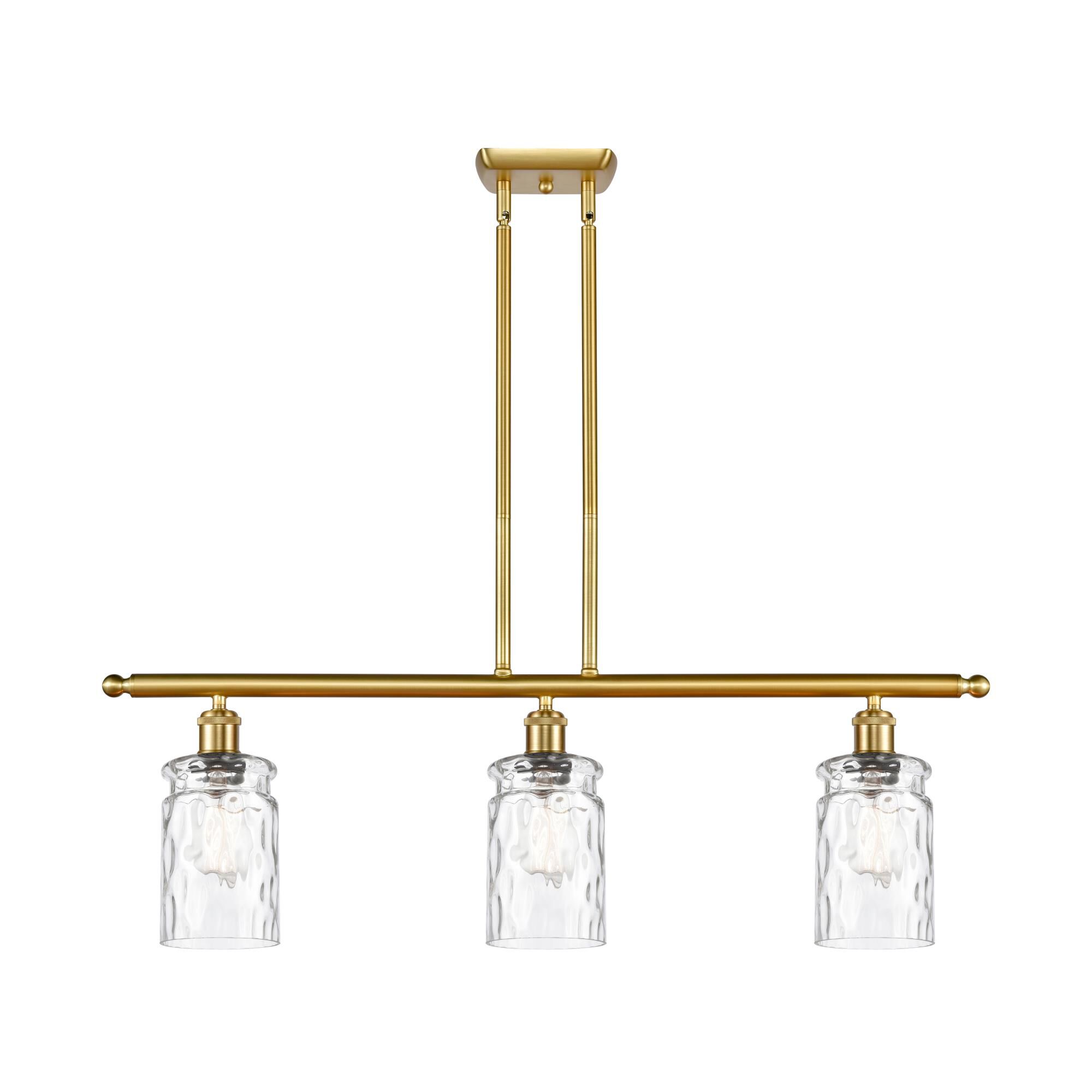 Shown in Satin Gold finish and Clear WaterCandor glass