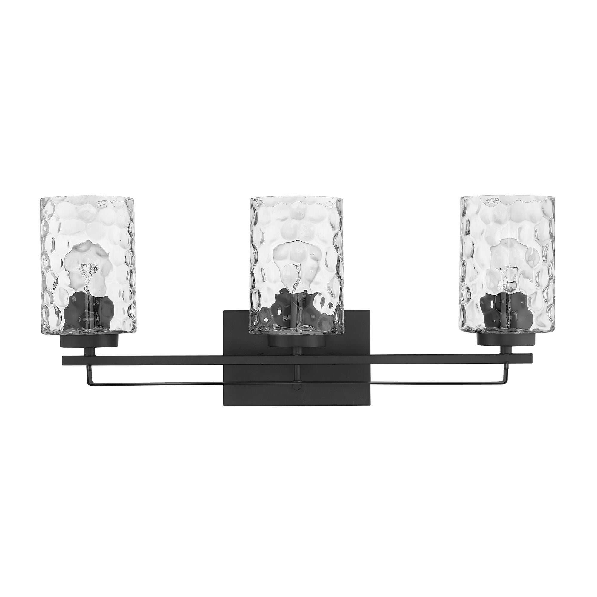 Shown in Matte Black finish and Clear glass and Clear, Optic Cylindrical Glass shade
