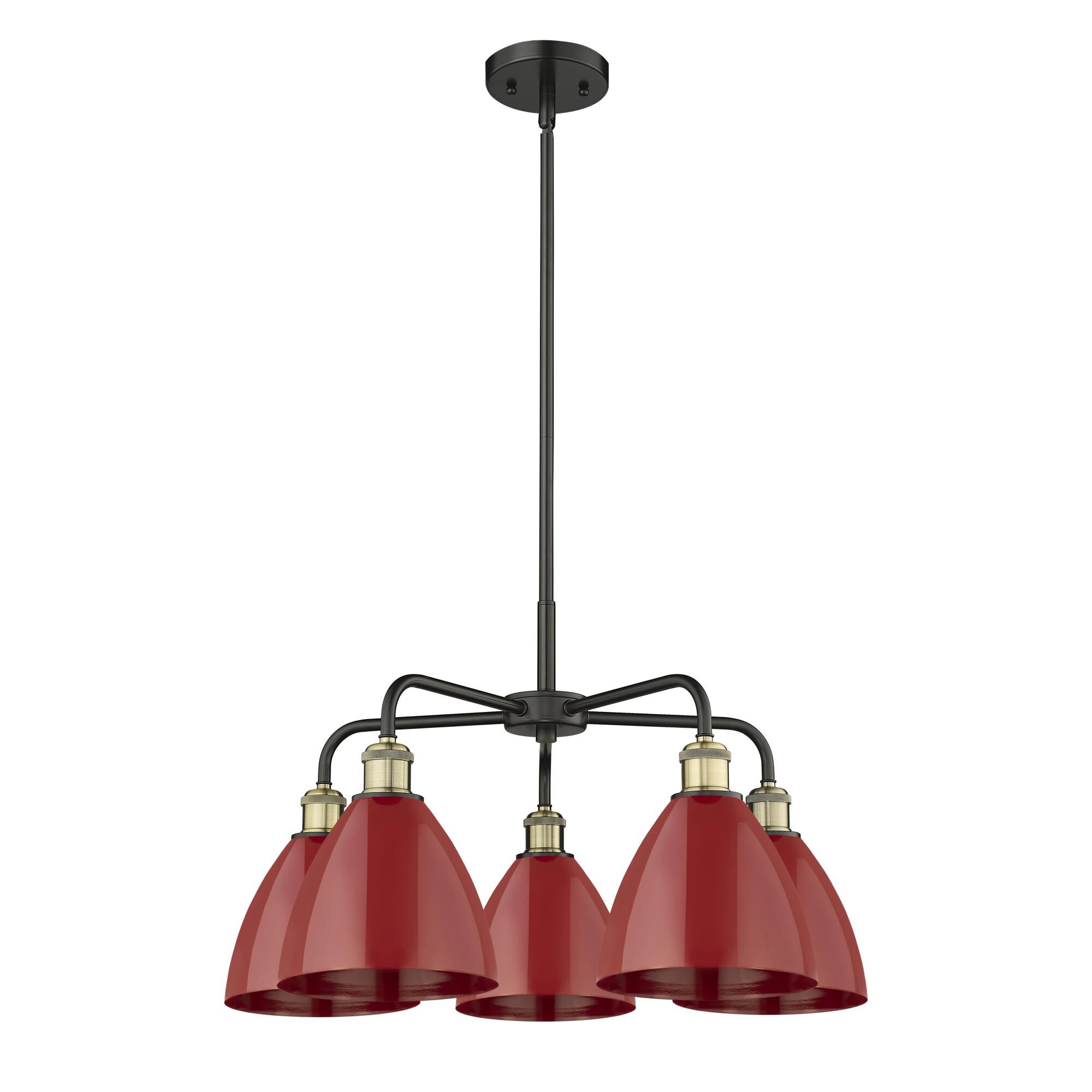Shown in Black Antique Brass finish and Red shade